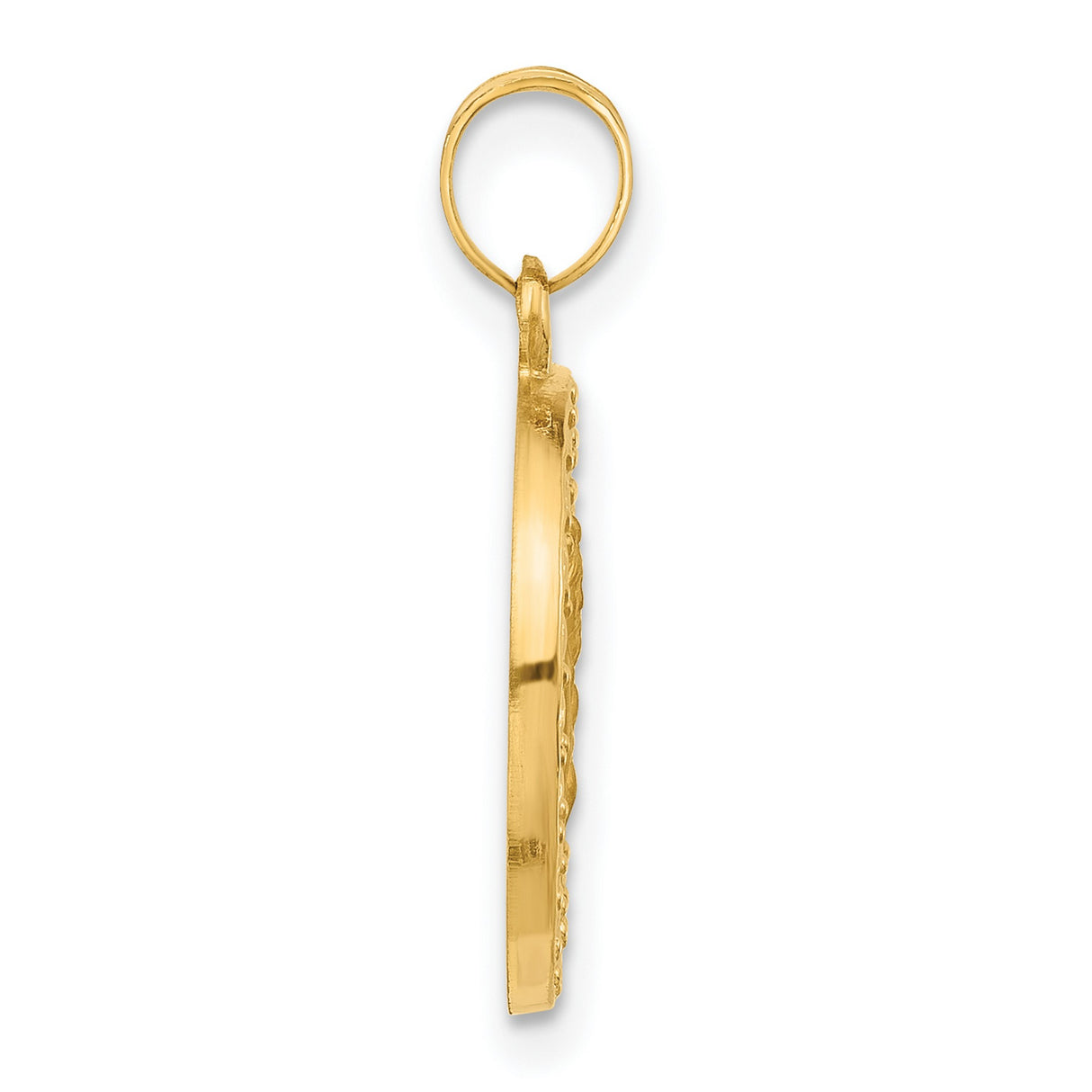 14k Yellow Gold Our Lady of Mount Carmel Round Pendant Medal with Virgin Mary and Jesus