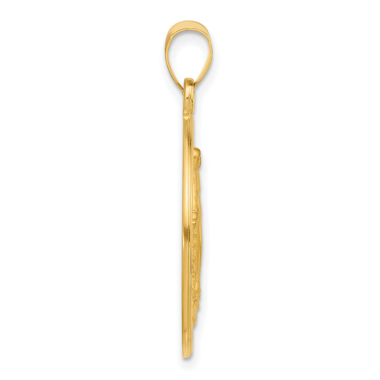 14k Yellow Gold Virgin Mary Pendant with Radiant Lines and 1830 Medal Design