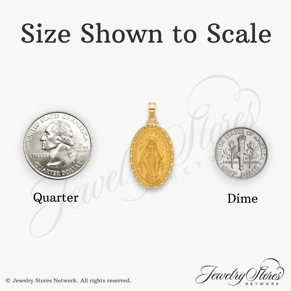 14k Yellow Gold Miraculous Medal Pendant Featuring Virgin Mary Inscription
