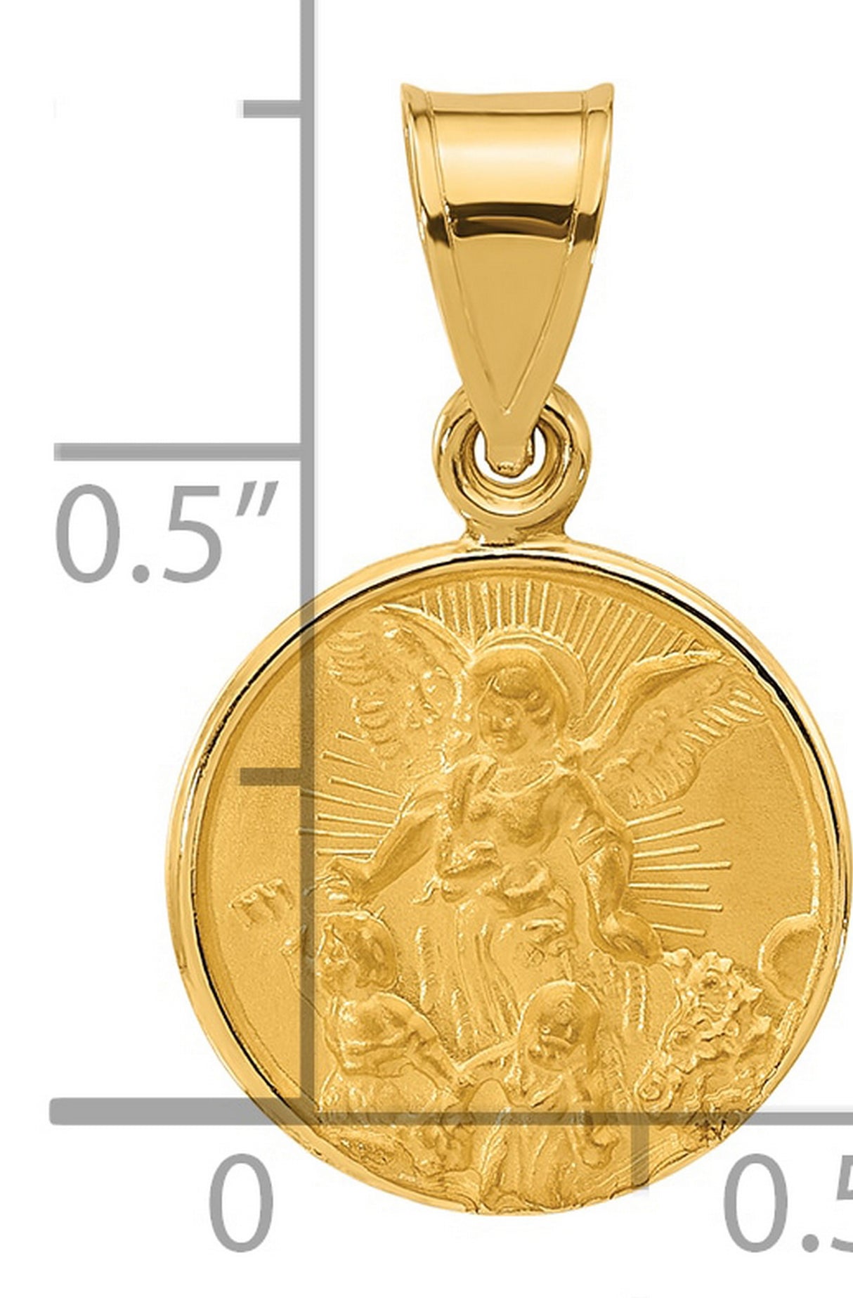 14k Yellow Gold Guardian Angel Medal Pendant, Religious Catholic Jewelry for Women and Men