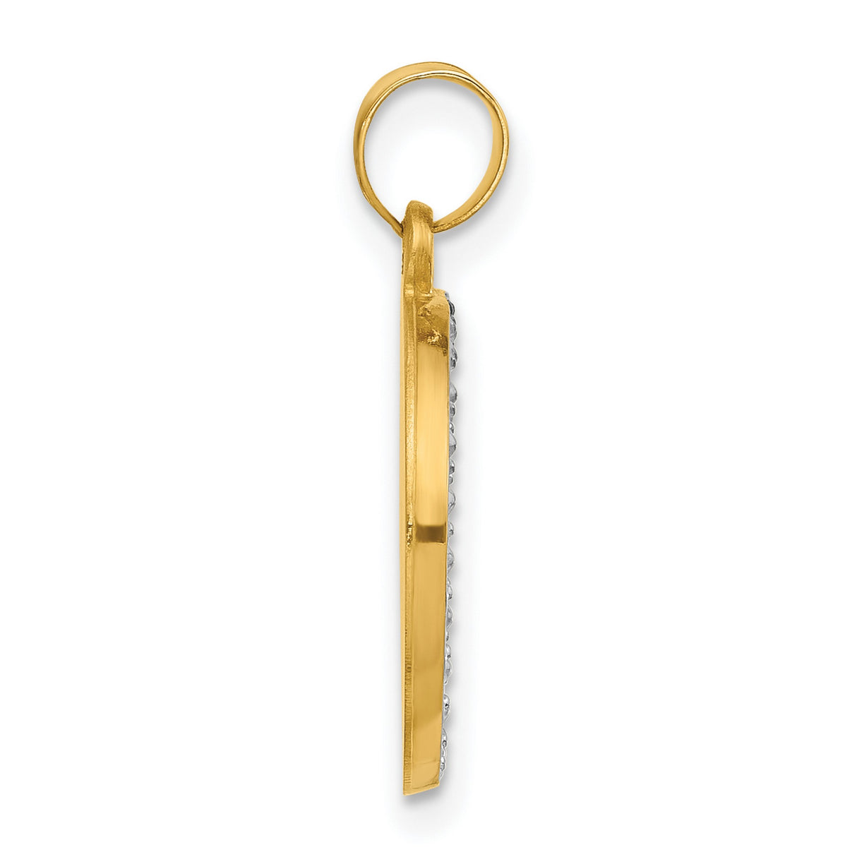 14k Yellow Gold and Rhodium Guardian Angel Pendant, Religious Medal Charm