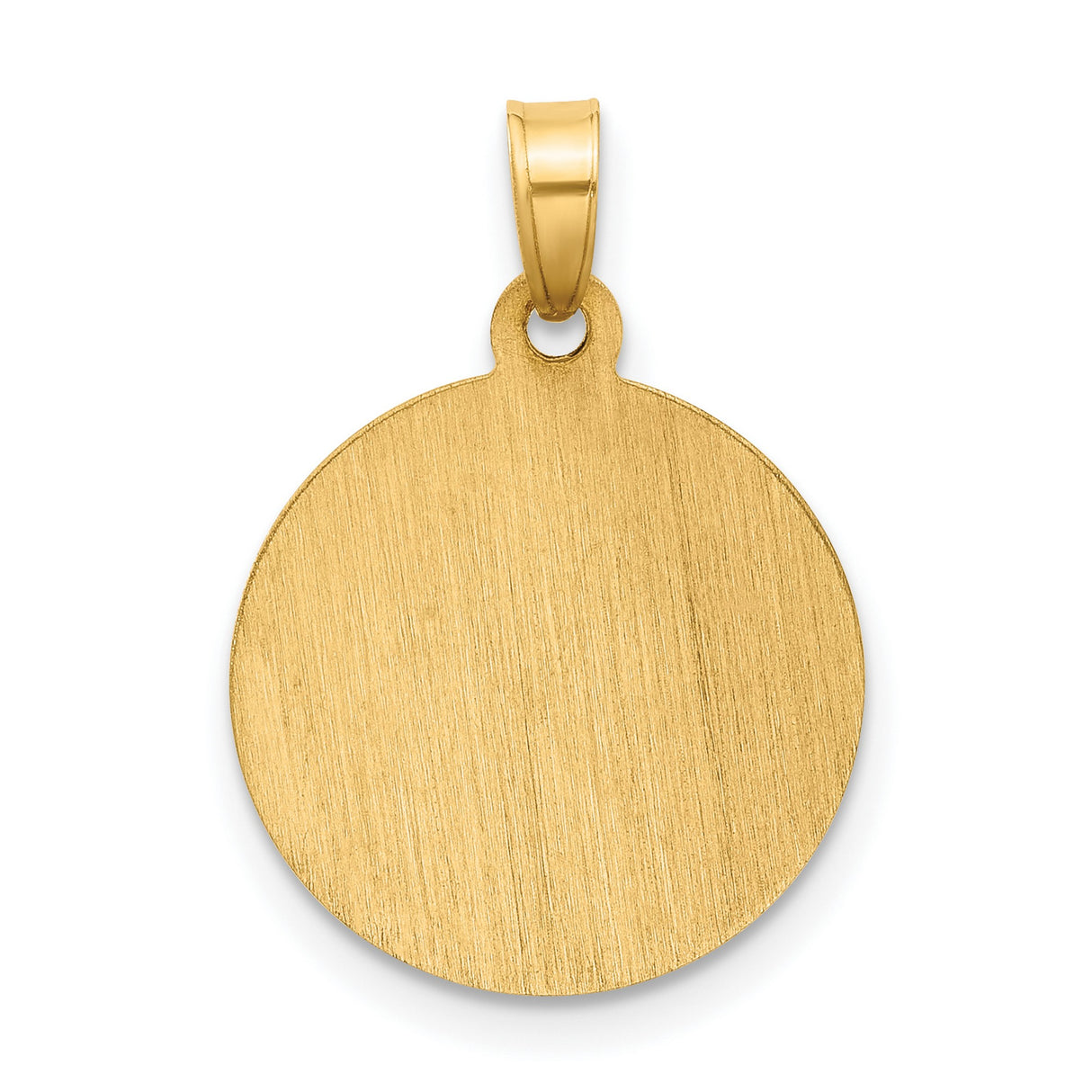 14k Yellow Gold Round Pendant Featuring Our Lady of Fatima Medallion with Textured Border