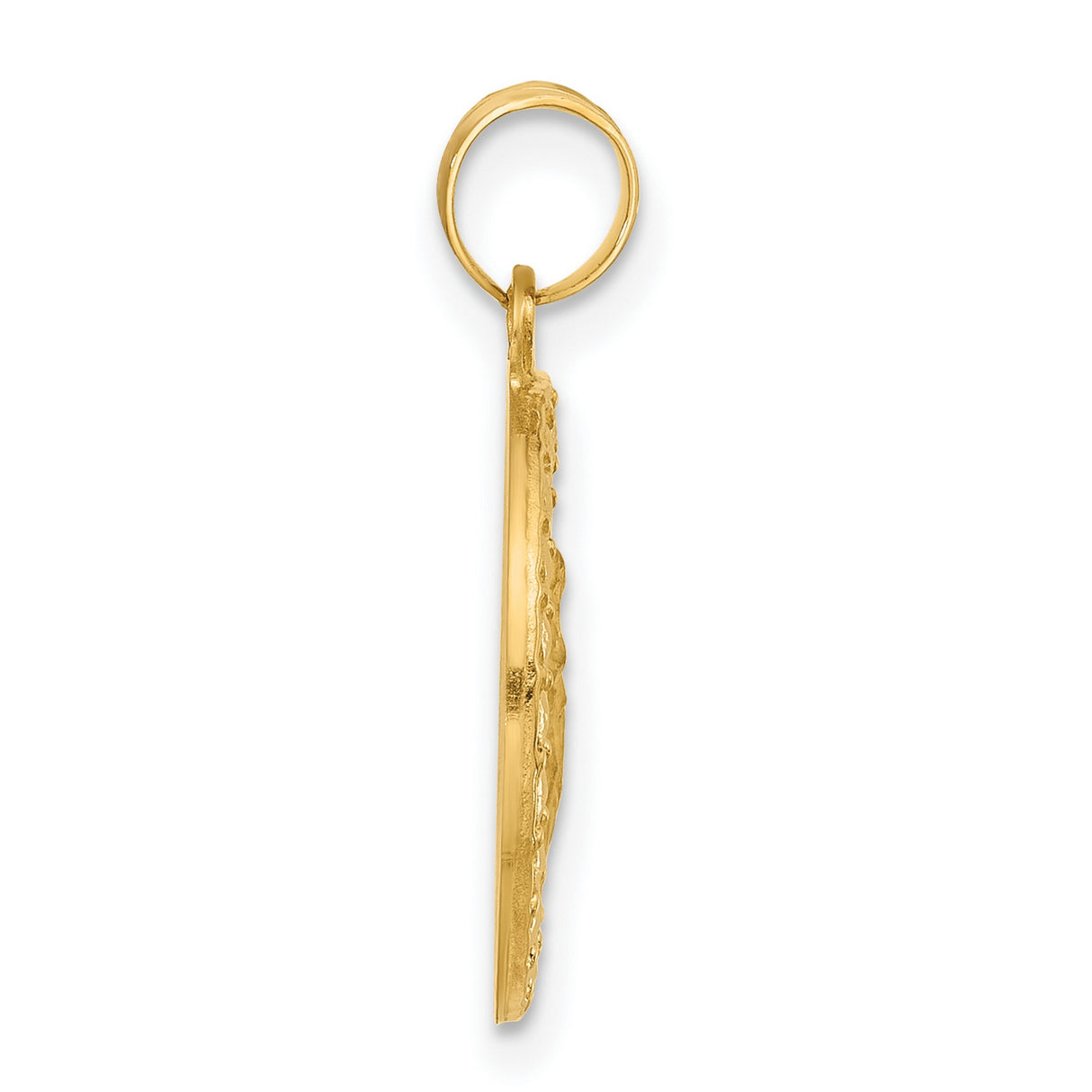 14k Yellow Gold Saint Anthony Pendant with Textured Border, Round Catholic Medal for Women