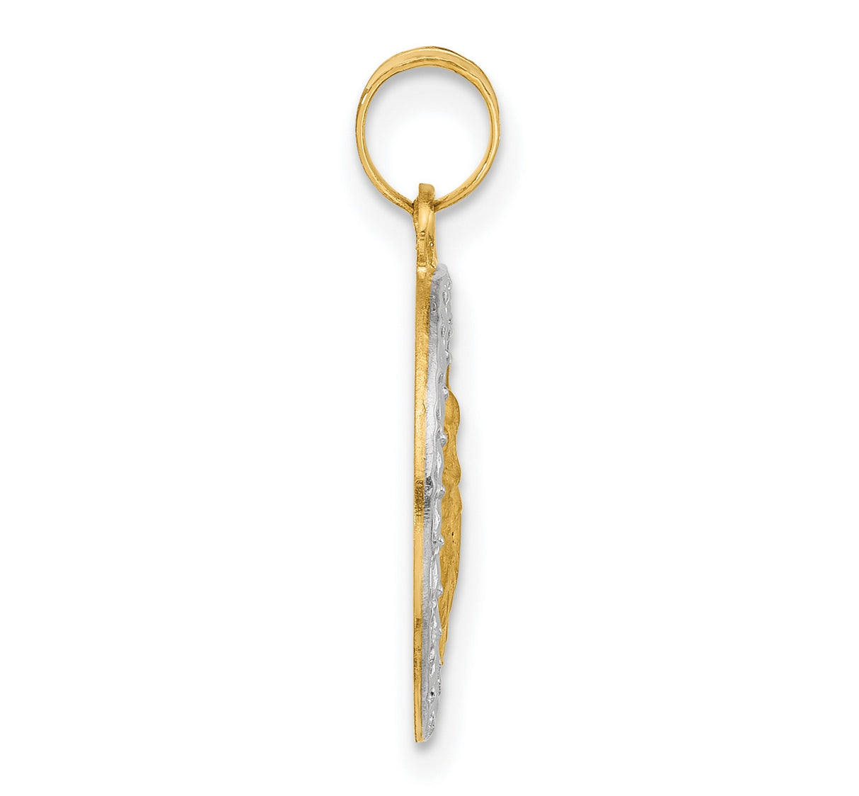 14k Multi-Tone Gold Saint Anthony Pendant with Rhodium Frame, Religious Christian Medal