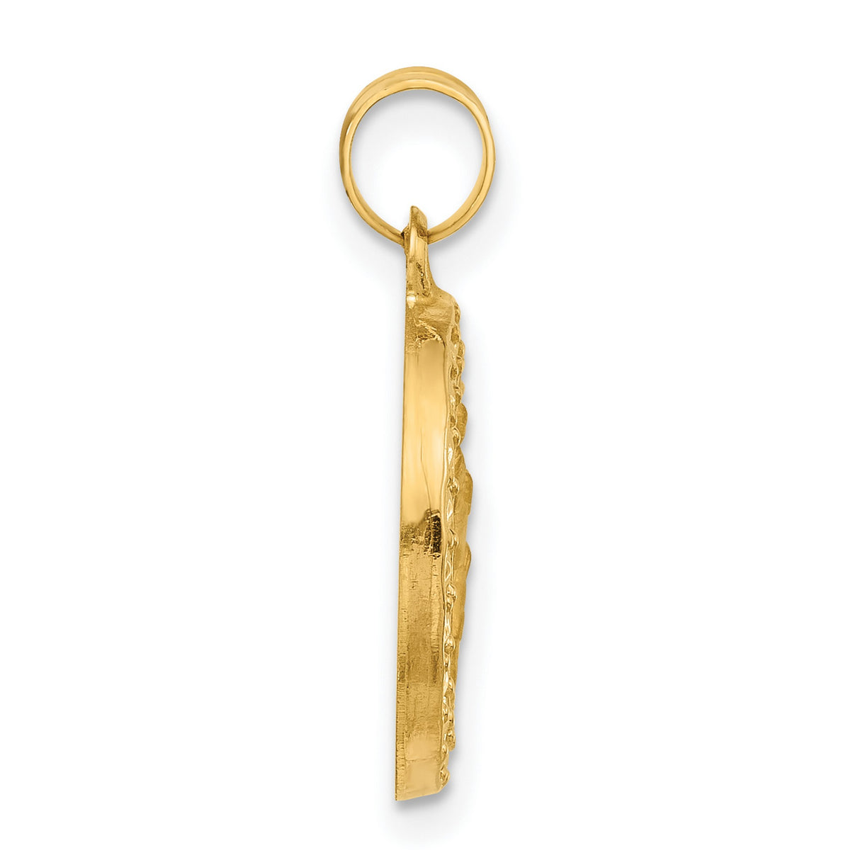 14k Yellow Gold Saint Christopher Medal Pendant, Textured Religious Design for Travel Protection