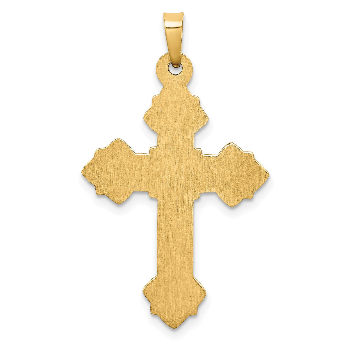 14k Yellow Gold Orthodox Cross Pendant with Scrollwork and Layered Design