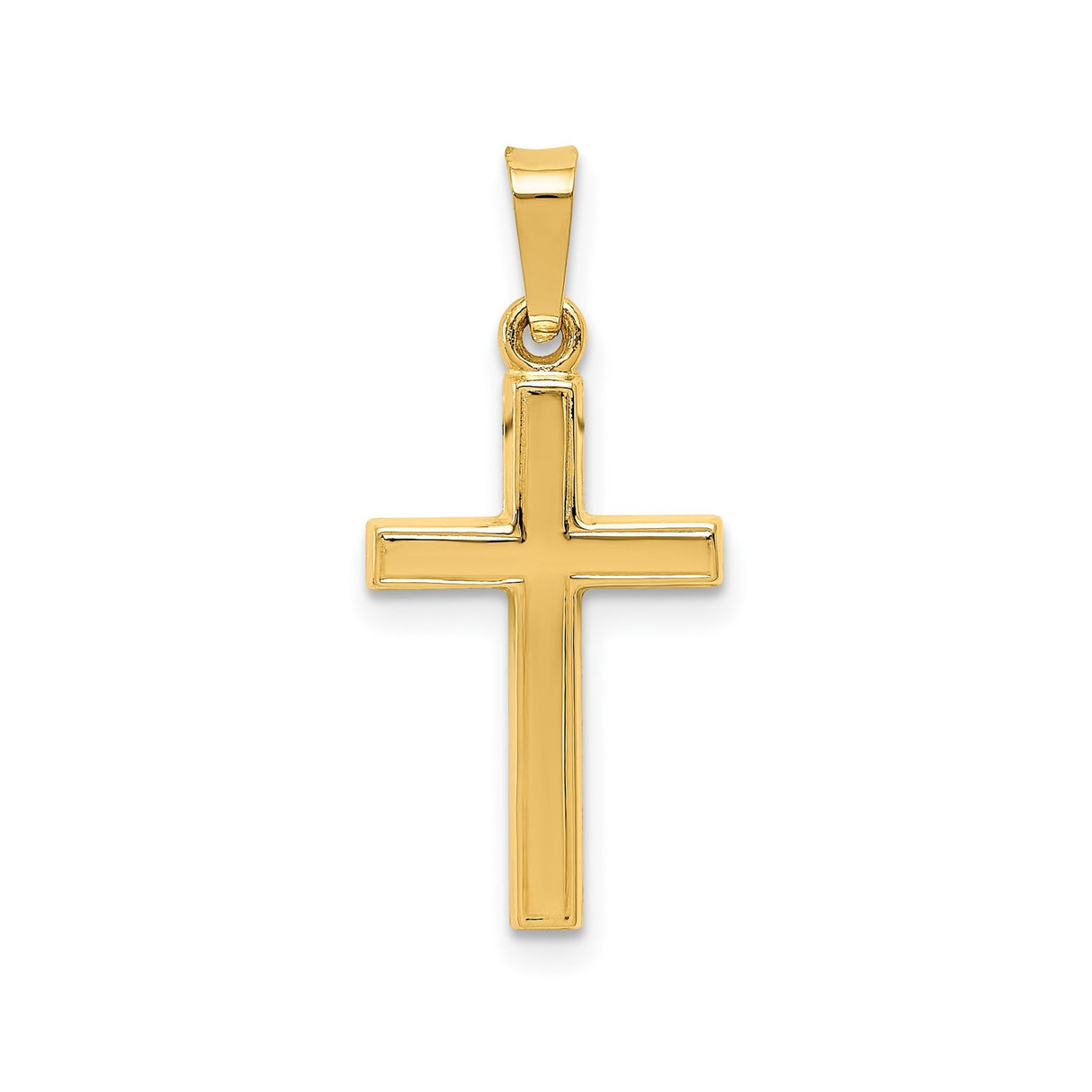 14k Yellow Gold Cross Pendant with Etched Diagonal Design, Christian Religious Jewelry