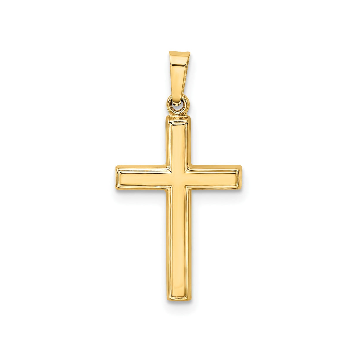 14k Yellow Gold Cross Pendant with Diagonal Accents, Classic Latin Design