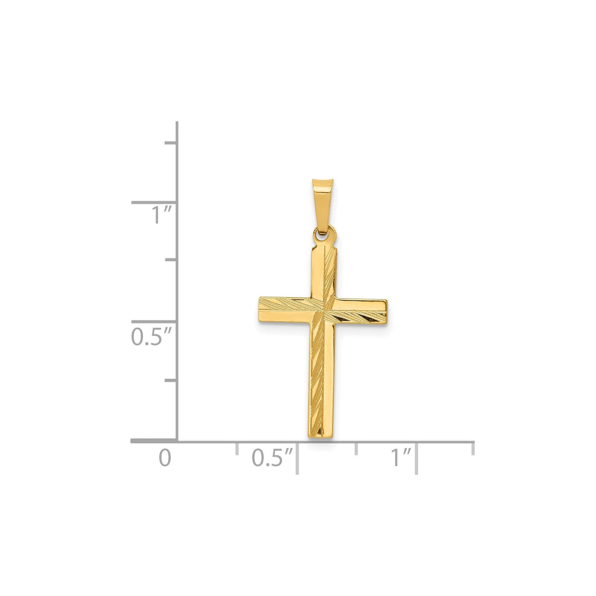 14k Yellow Gold Cross Pendant with Diagonal Accents, Classic Latin Design