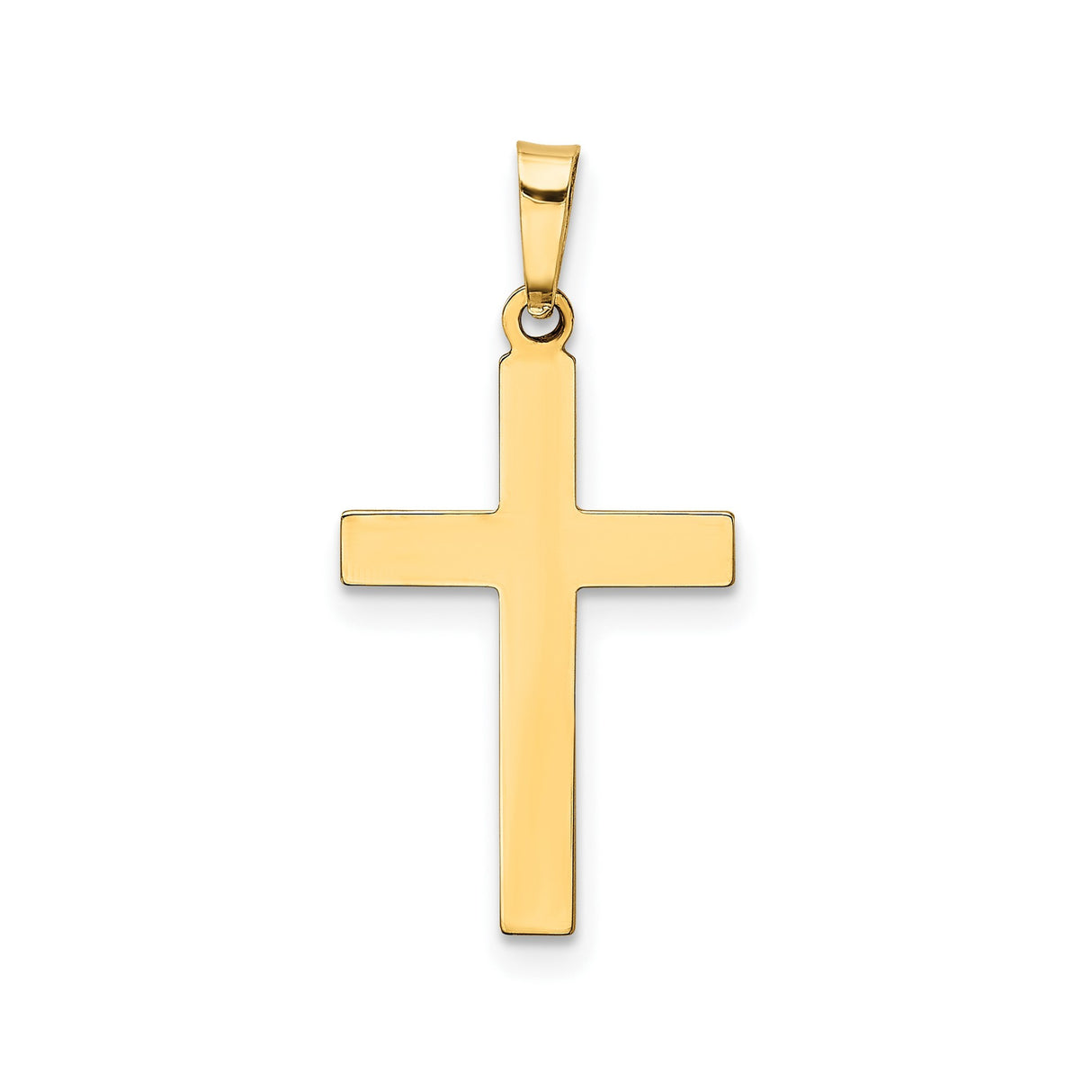 14k Yellow Gold Cross Pendant, Simple Latin Cross Charm, Unisex Christian Religious Jewelry