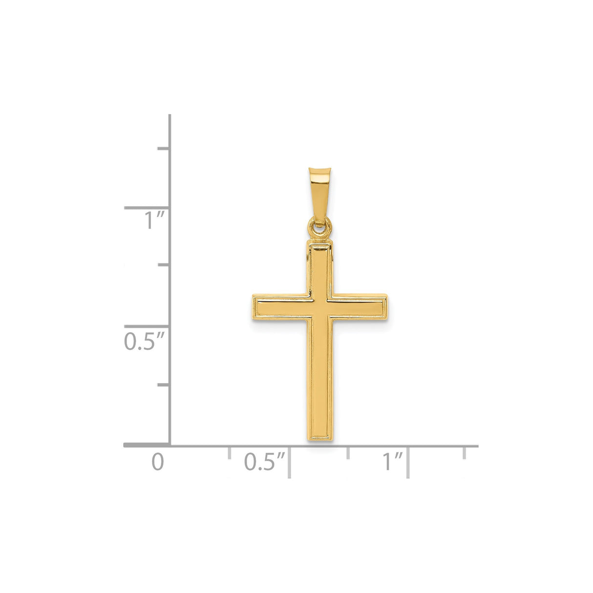 14k Yellow Gold Cross Pendant, Simple Latin Cross Charm, Unisex Christian Religious Jewelry