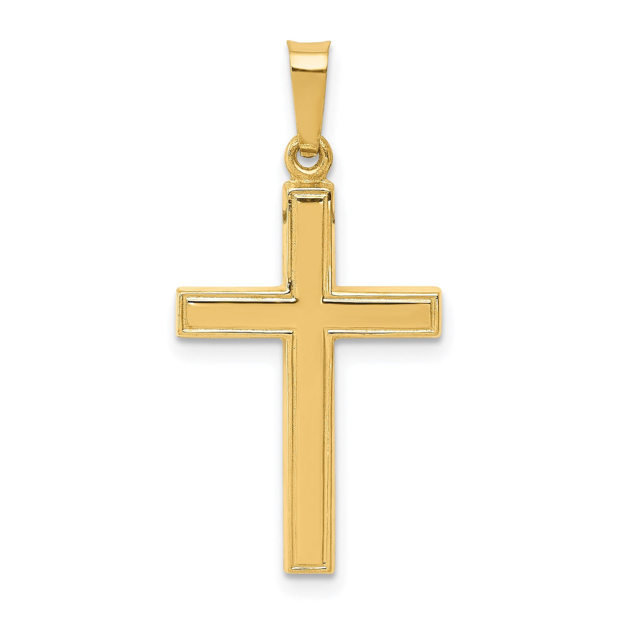 14k Yellow Gold Cross Pendant, Simple Latin Cross Charm, Unisex Christian Religious Jewelry