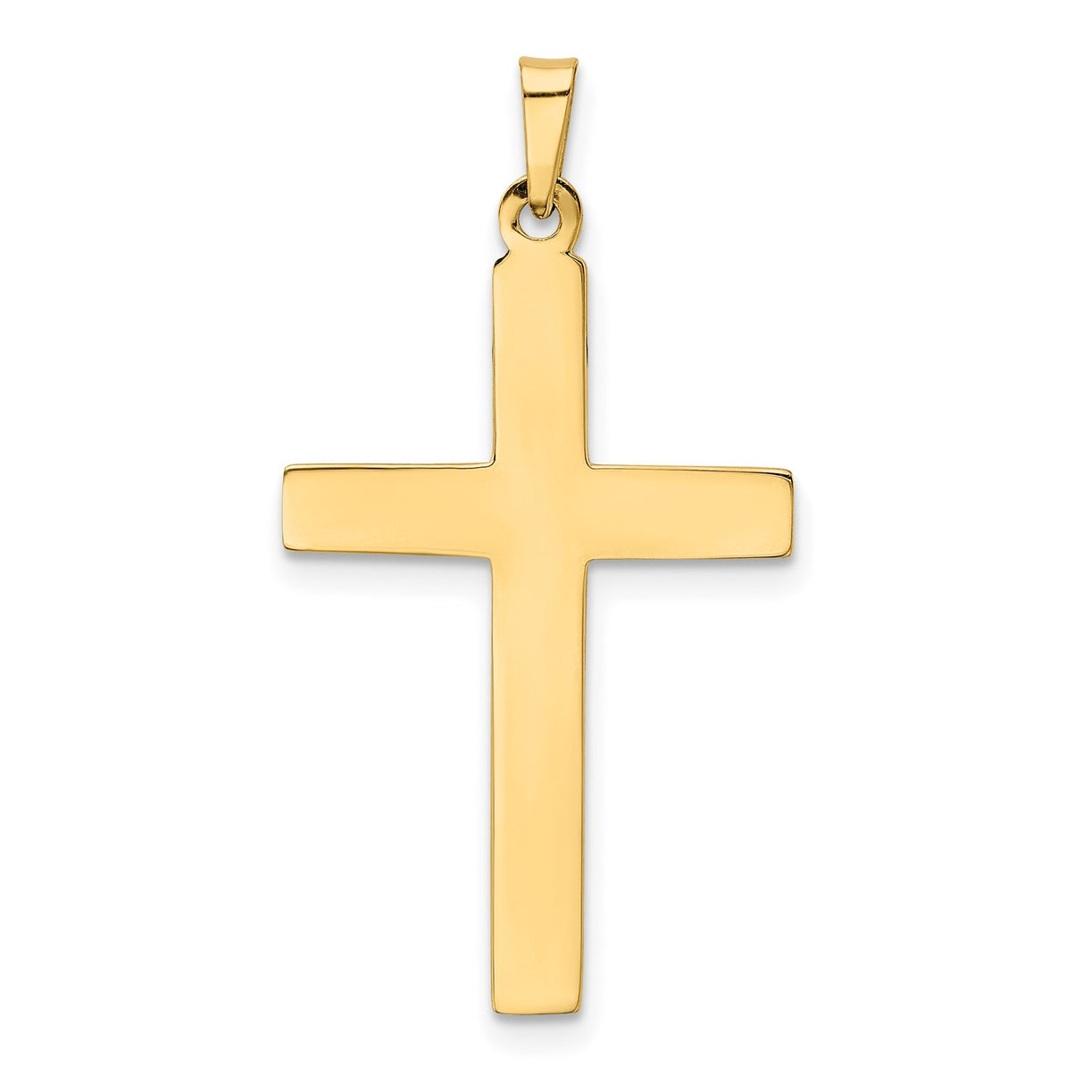 14k Yellow Gold Cross Pendant, Polished Plain Latin Cross, Religious Christian Jewelry for Women or Unisex