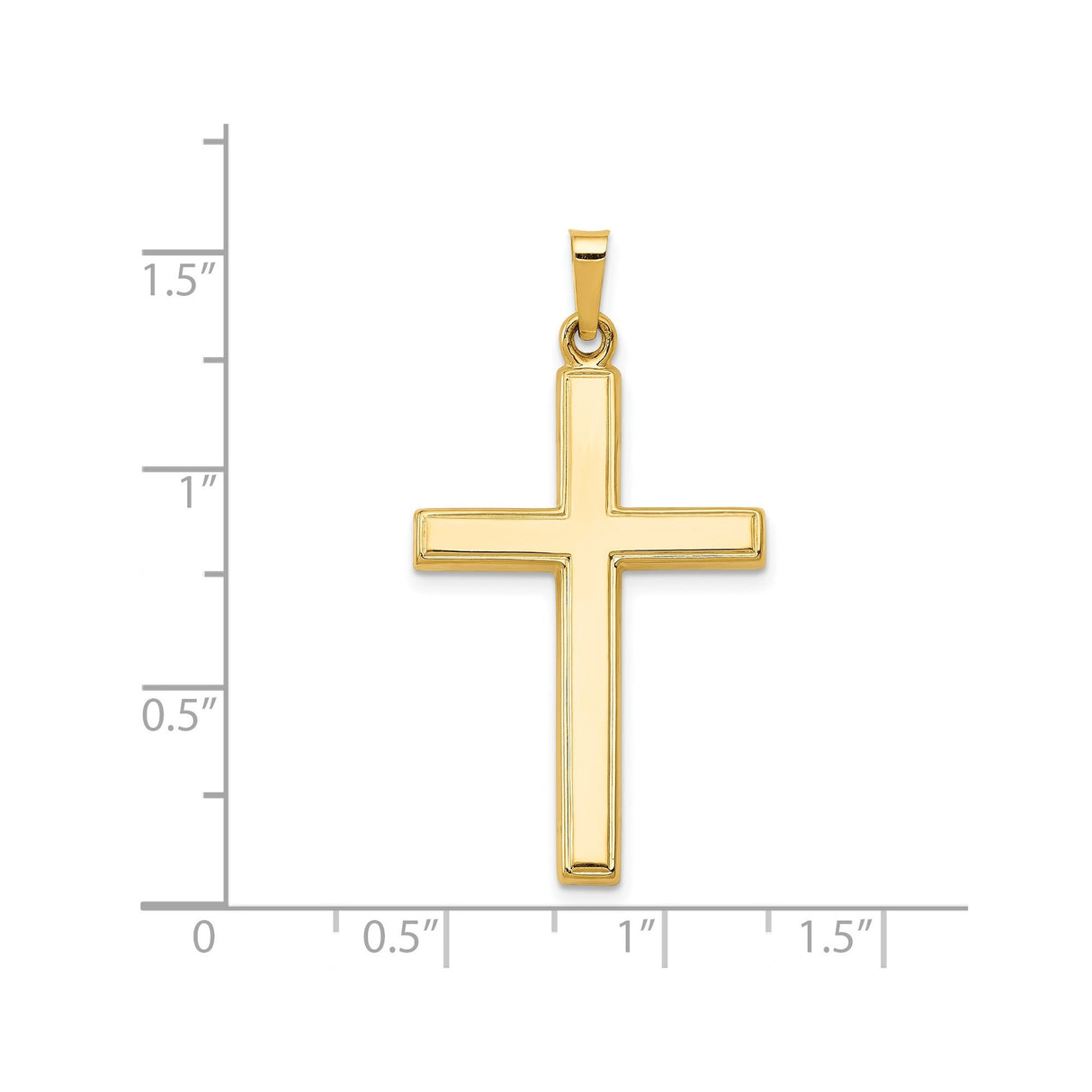 14k Yellow Gold Cross Pendant, Polished Plain Latin Cross, Religious Christian Jewelry for Women or Unisex