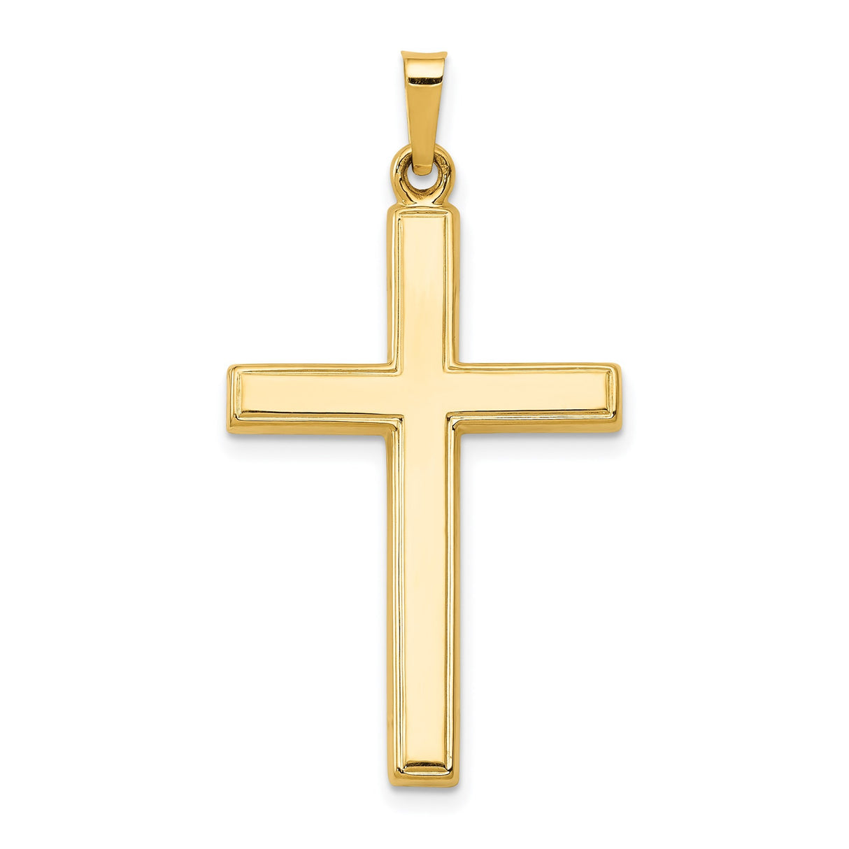 14k Yellow Gold Cross Pendant, Polished Plain Latin Cross, Religious Christian Jewelry for Women or Unisex