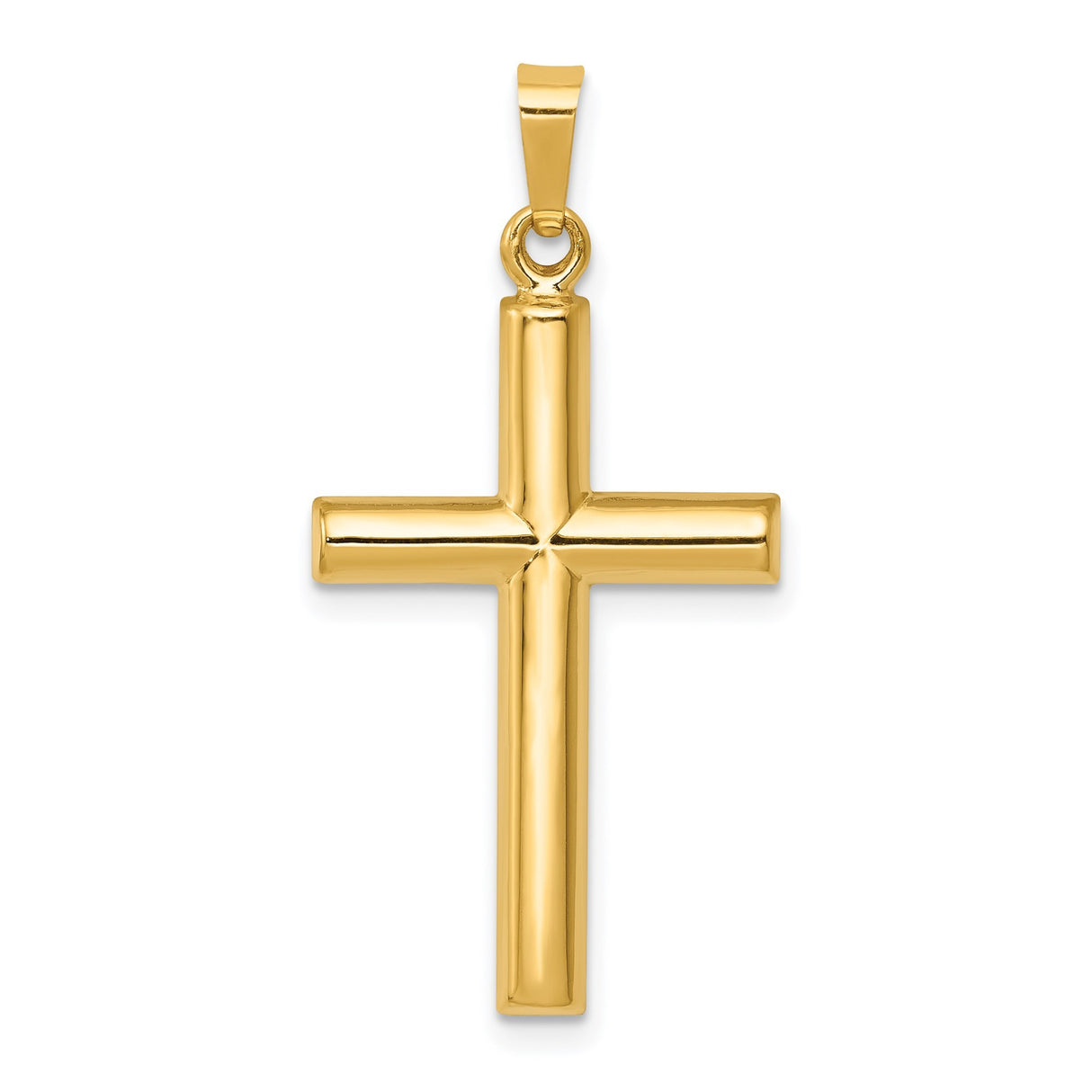 14k Yellow Gold Cross Pendant, Polished Religious Charm, Unisex Christian Jewelry