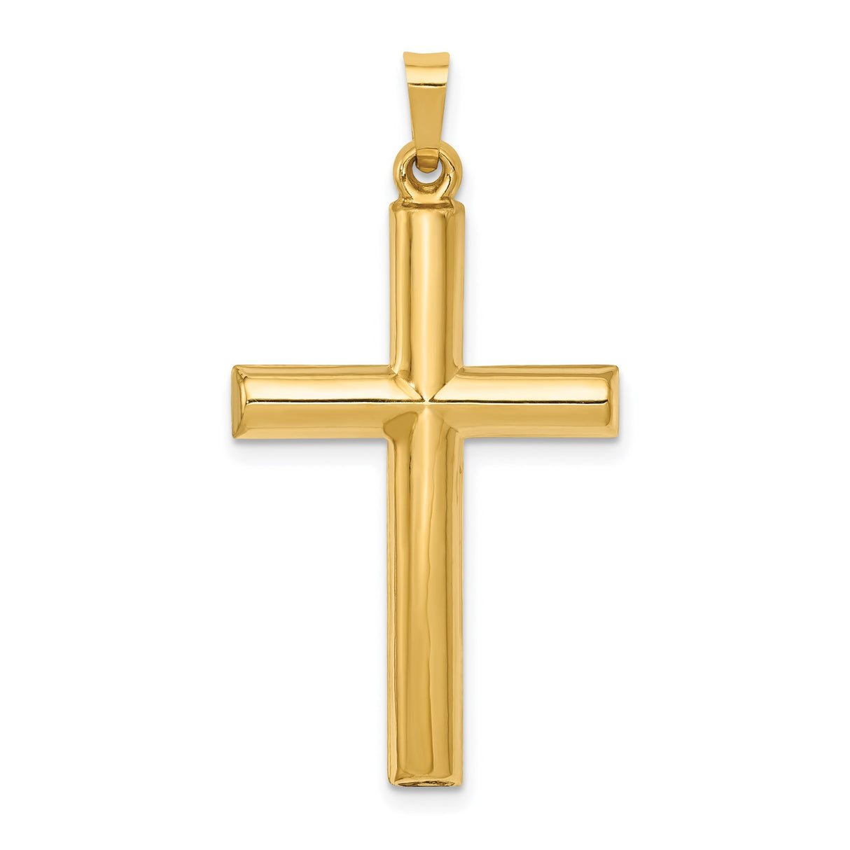 14k Yellow Gold Cross Pendant, Sleek Polished Christian Symbol of Faith for Men or Women