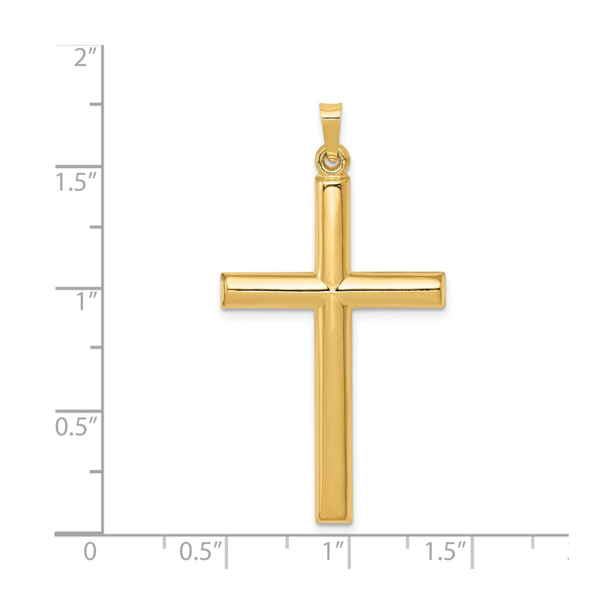 14k Yellow Gold Cross Pendant, Polished Tubular Latin Cross, Classic Christian Jewelry