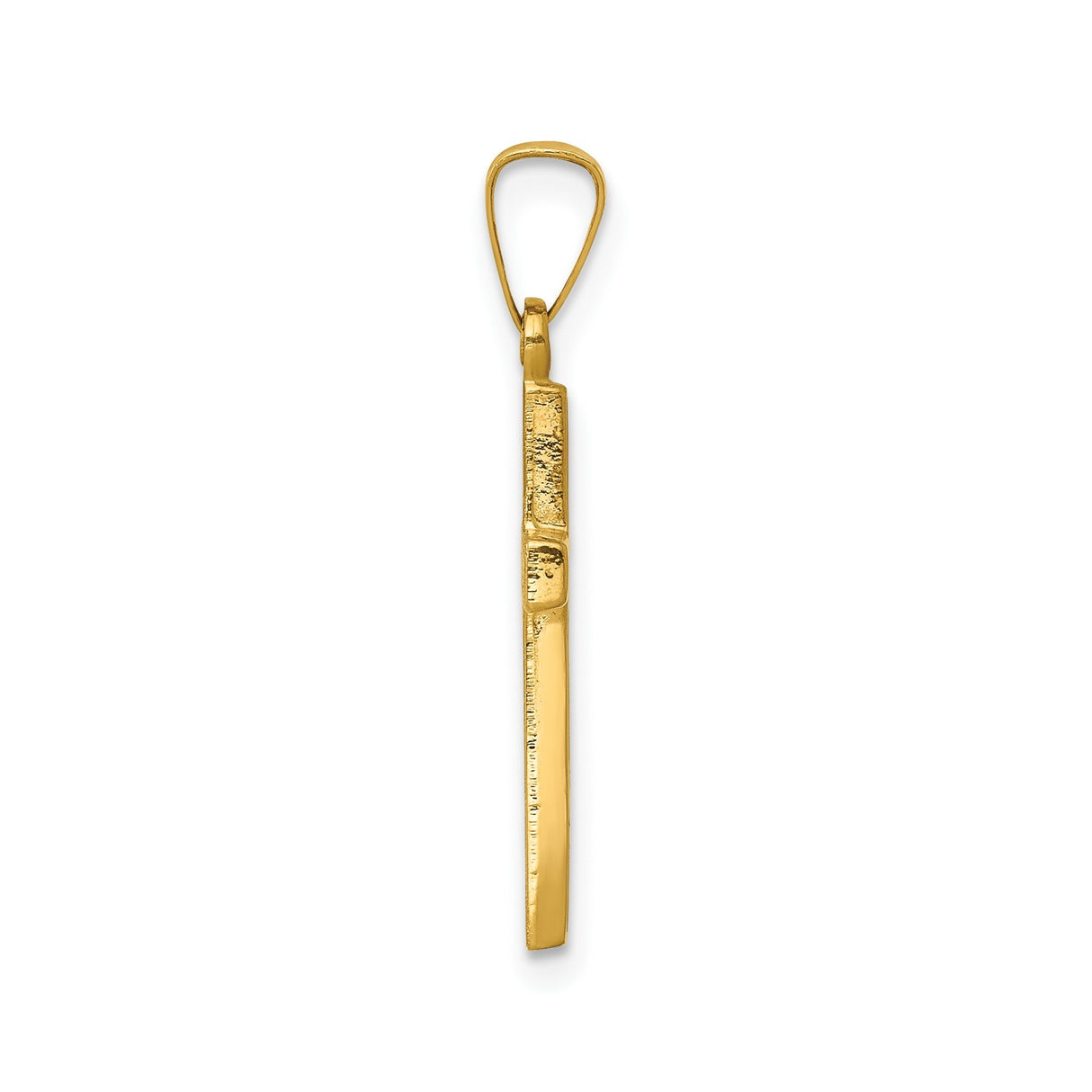 14k Yellow Gold Cross Pendant with Textured Design and Heart Center