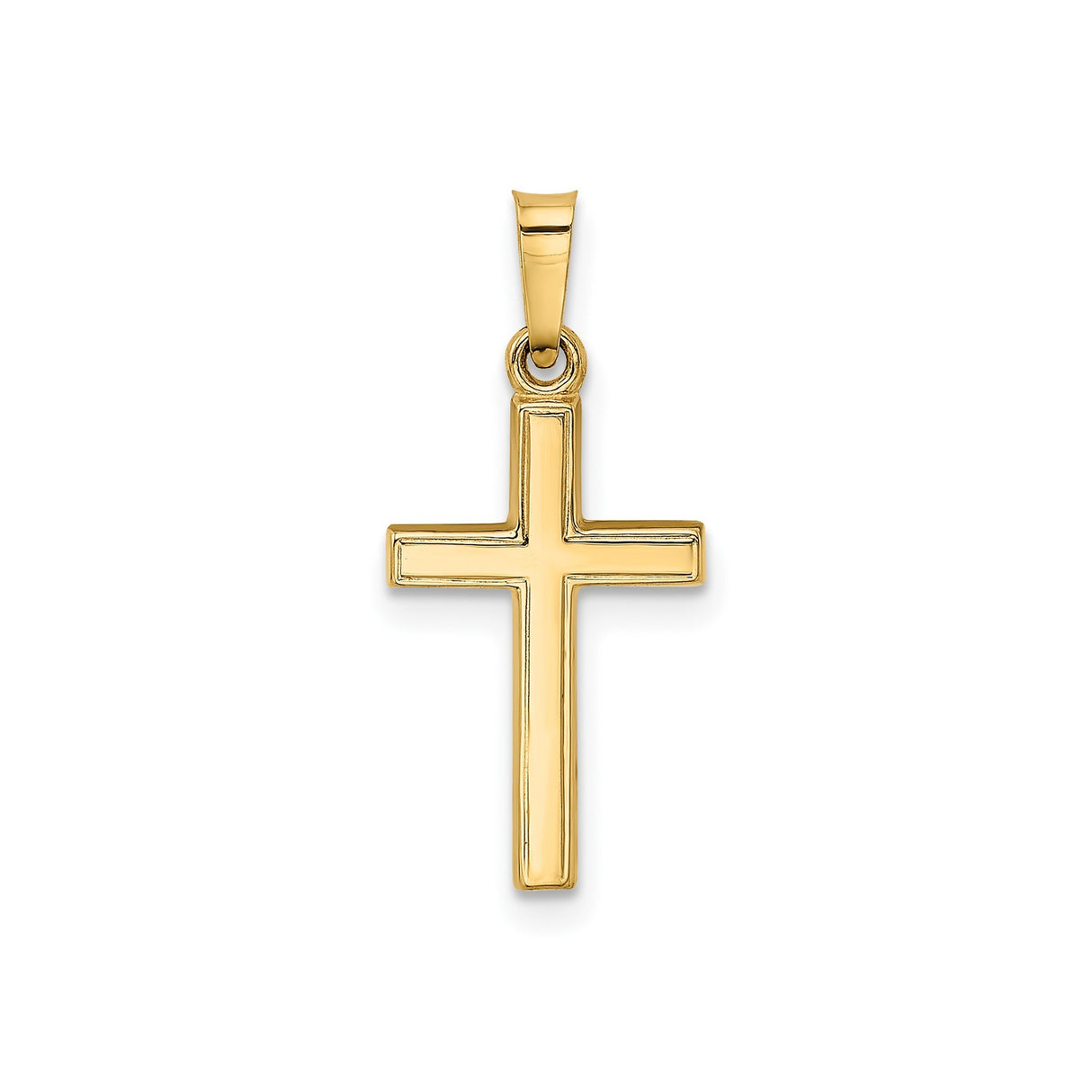 14k Yellow Gold Cross Pendant with Textured Design and Heart Center