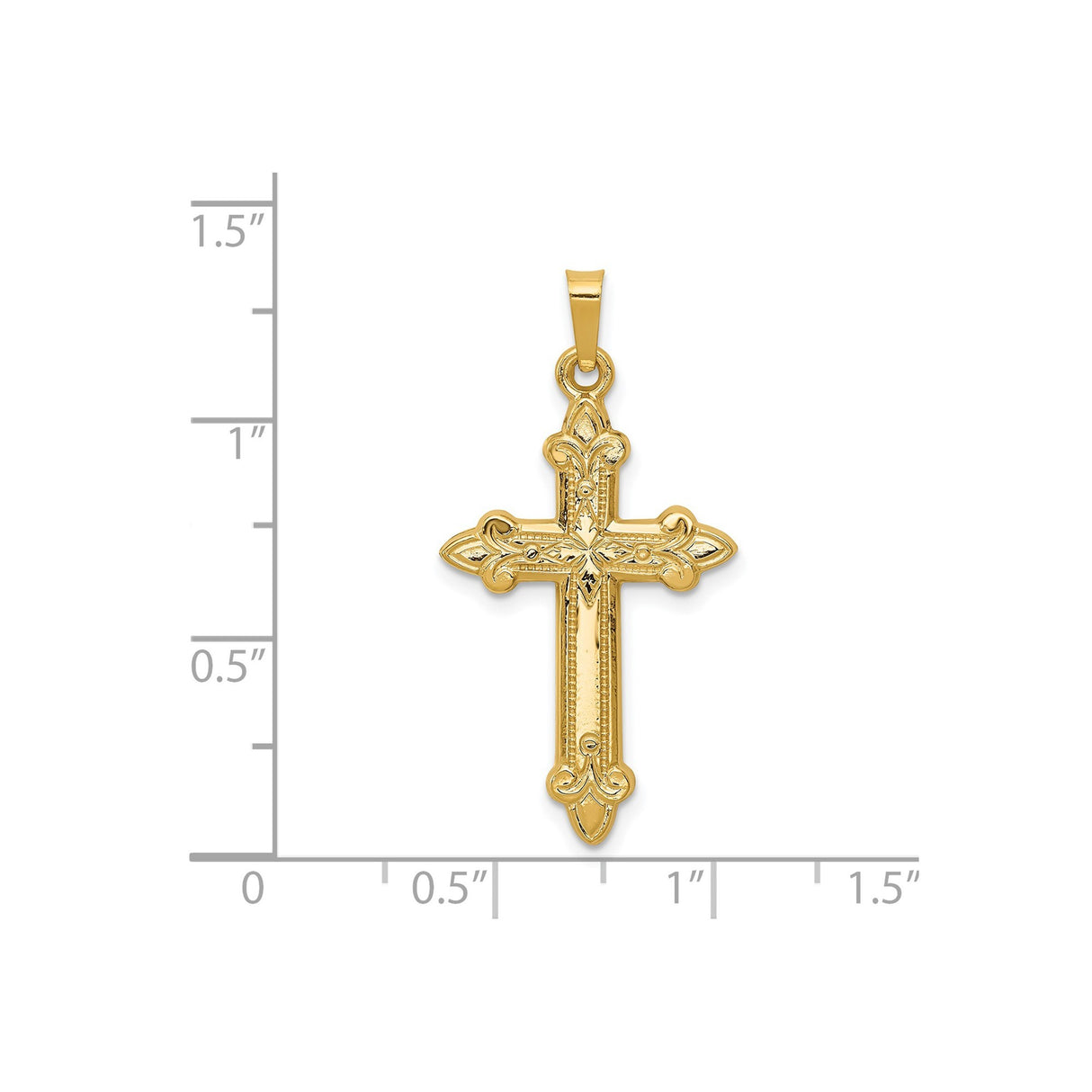 14k Yellow Gold Cross Pendant with Filigree Detailing, Ornate Christian Religious Jewelry