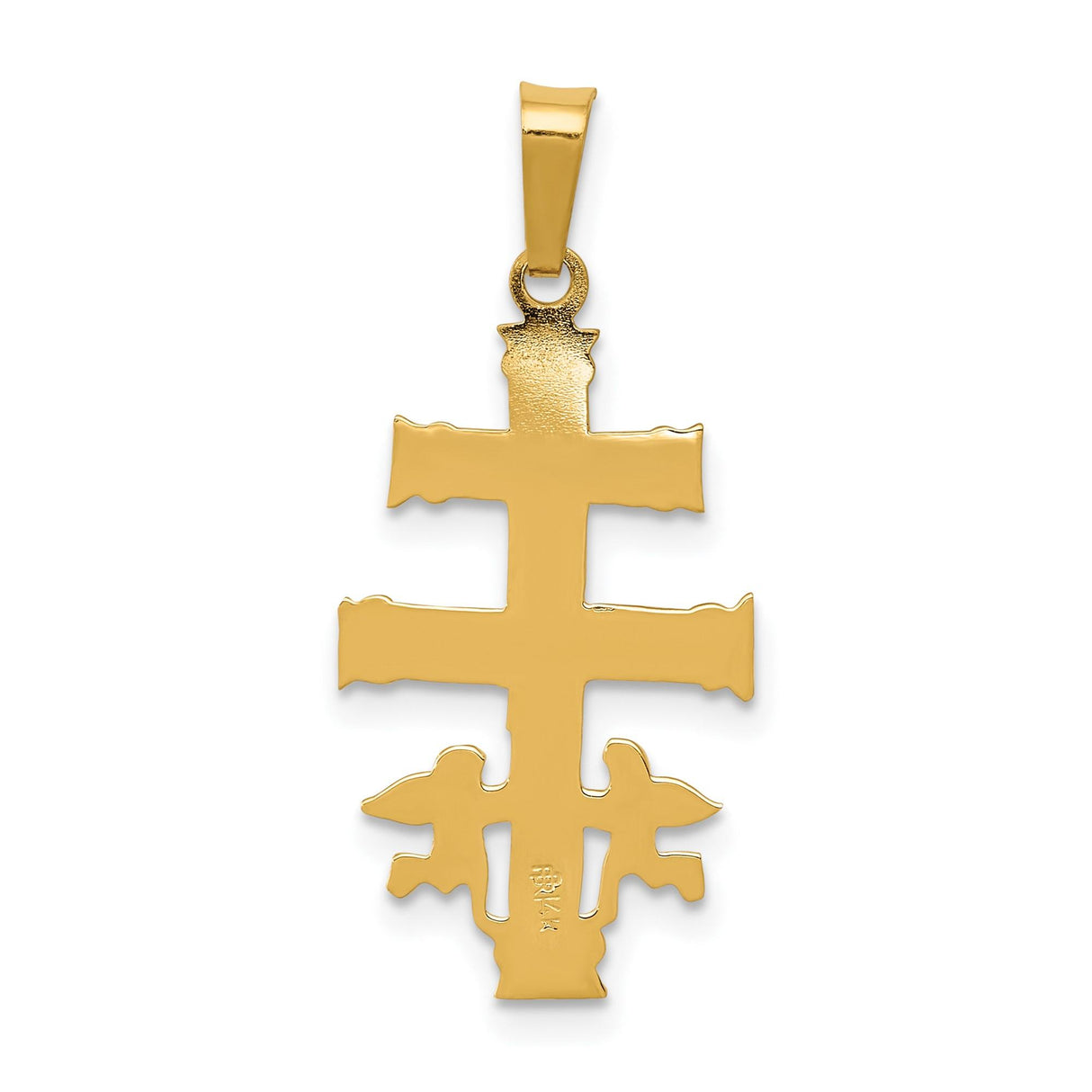 14k Multi-Tone Gold Caravaca Crucifix Pendant with Angel Details Religious Charm