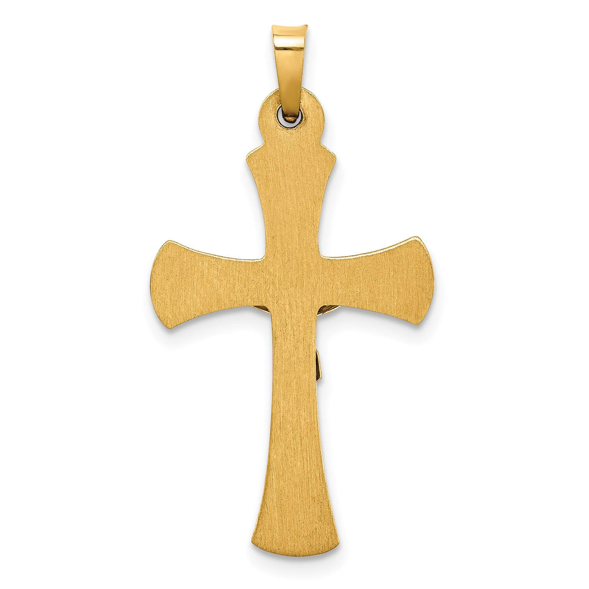 14k Two-Tone Gold Crucifix Pendant with Sculpted Jesus and INRI Religious Charm