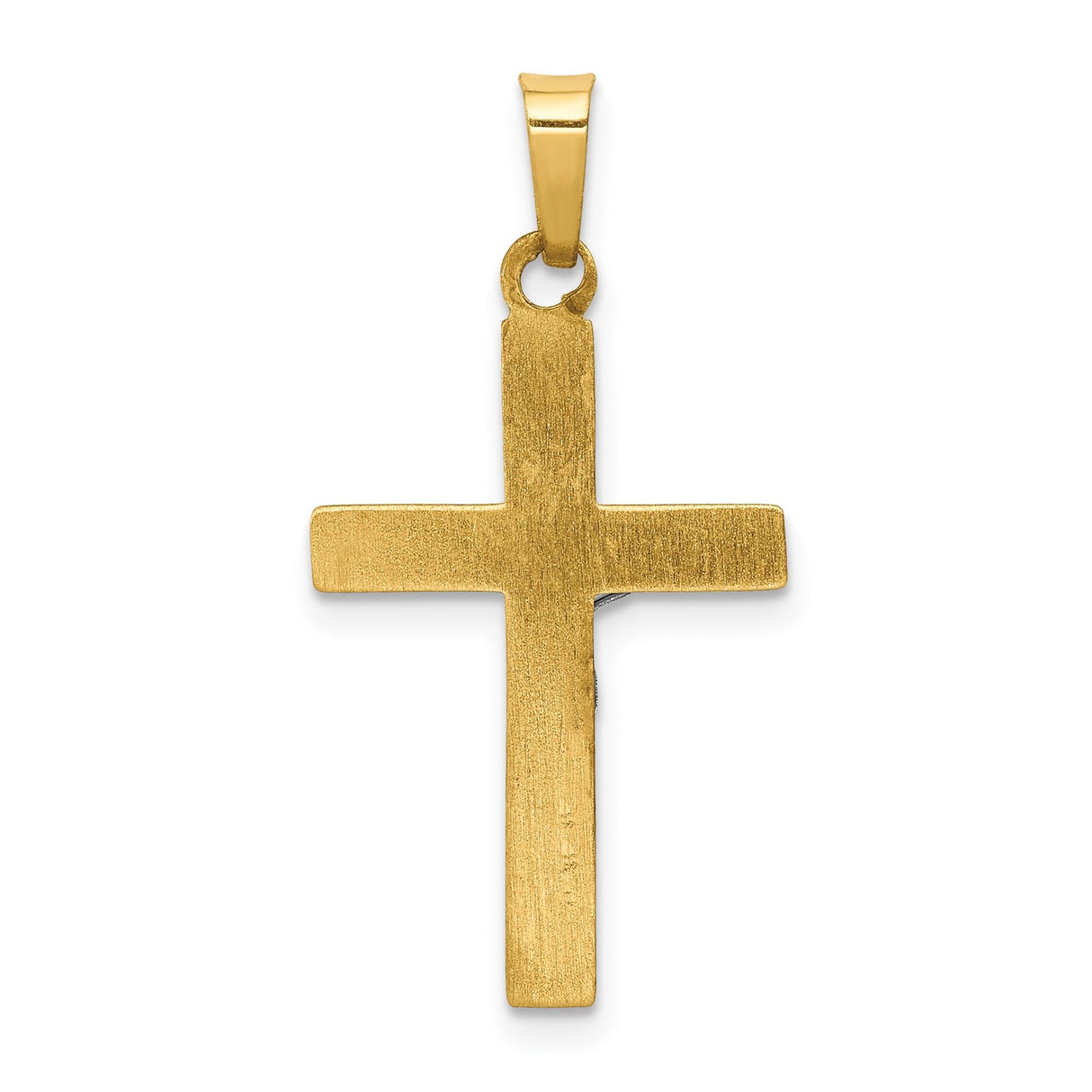 14k Two-Tone Gold INRI Crucifix Cross Pendant, Polished Latin Jesus Religious Charm