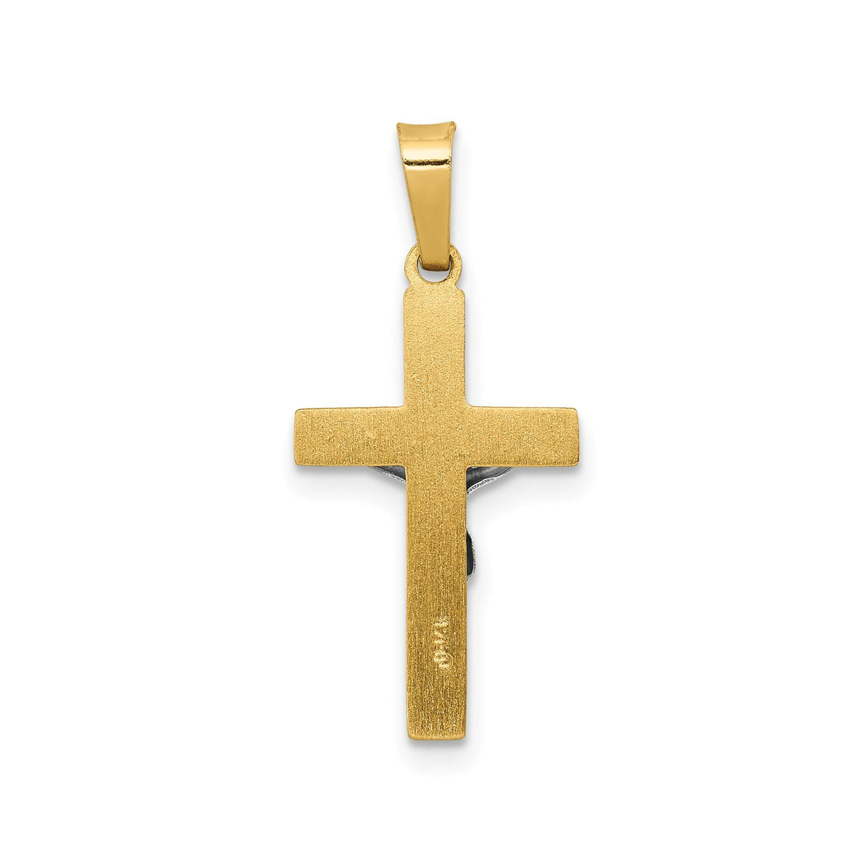 14k Two-Tone Gold Crucifix Cross Pendant, Latin Style with INRI Detail, Religious Charm