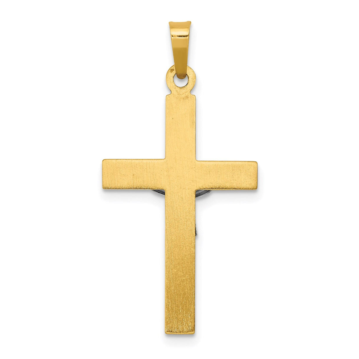 14k Two-Tone Gold Crucifix Pendant with INRI and Jesus Figure, Latin Christian Cross