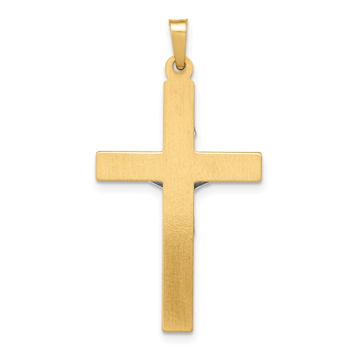 14k Two-Tone Gold Hollow Latin Crucifix Pendant with INRI Jesus Figure