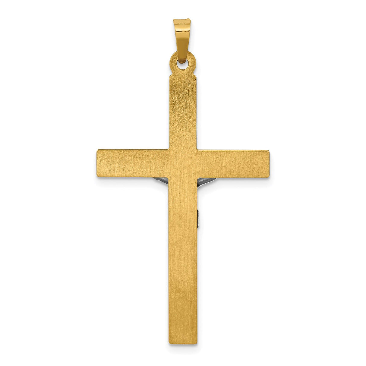 14k Multi-Tone Gold Crucifix Cross Pendant with INRI Jesus Figure, Religious Style