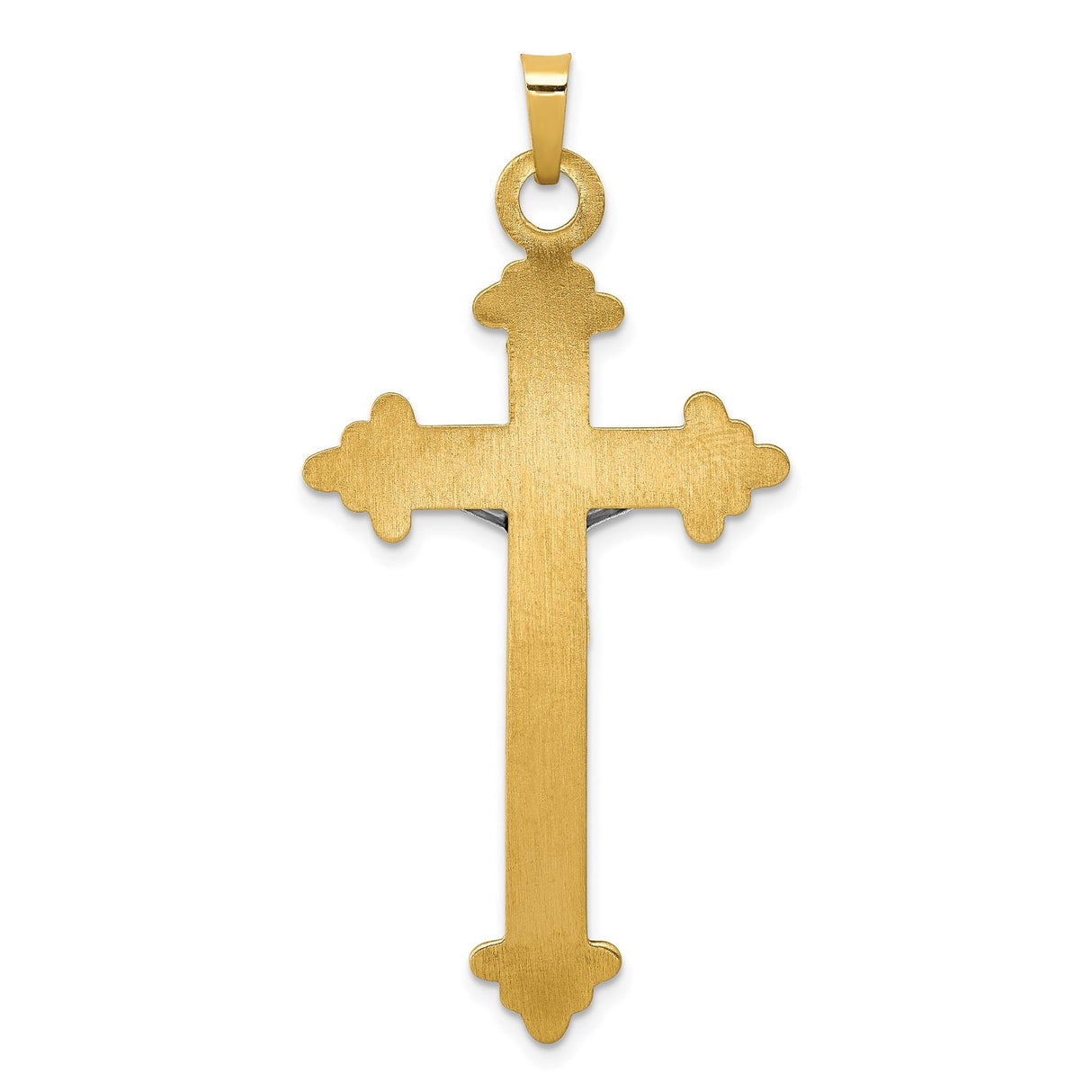14k Two-Tone Gold Crucifix Cross Pendant with Fleur de Lis Design for Men and Women