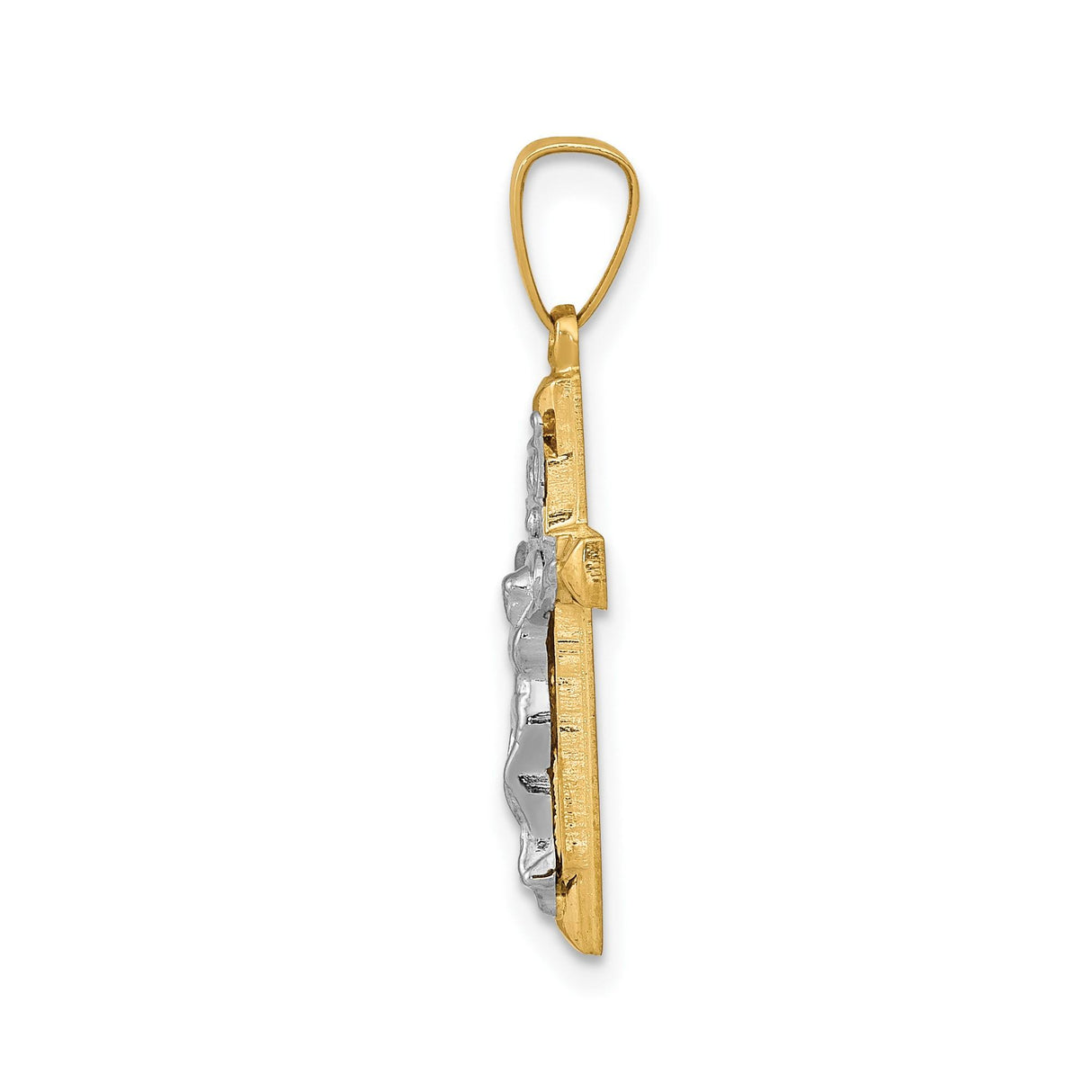 14k Two-Tone Gold Crucifix Cross Pendant, INRI Latin Christian Religious Charm