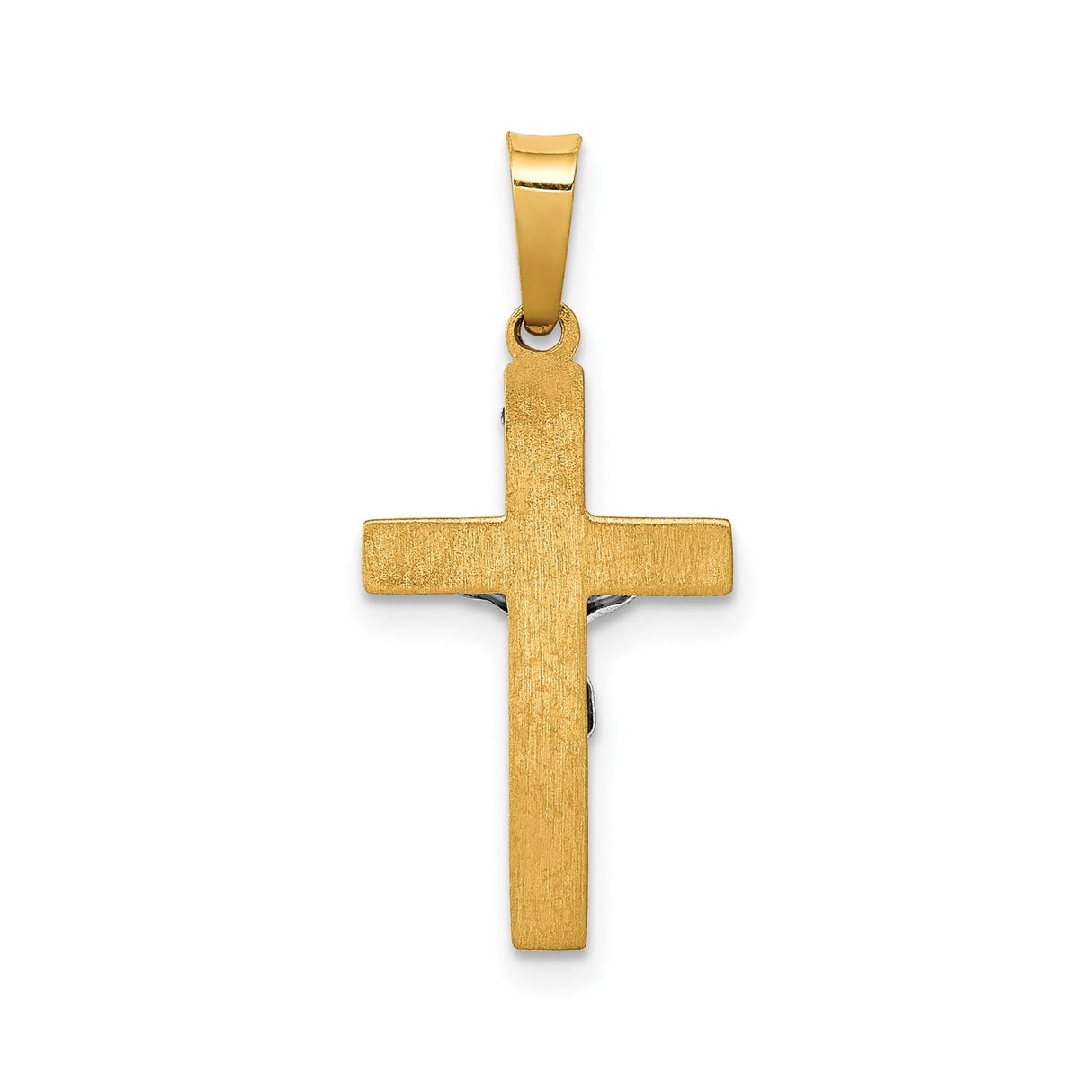 14k Two-Tone Gold Crucifix Cross Pendant, INRI Latin Christian Religious Charm