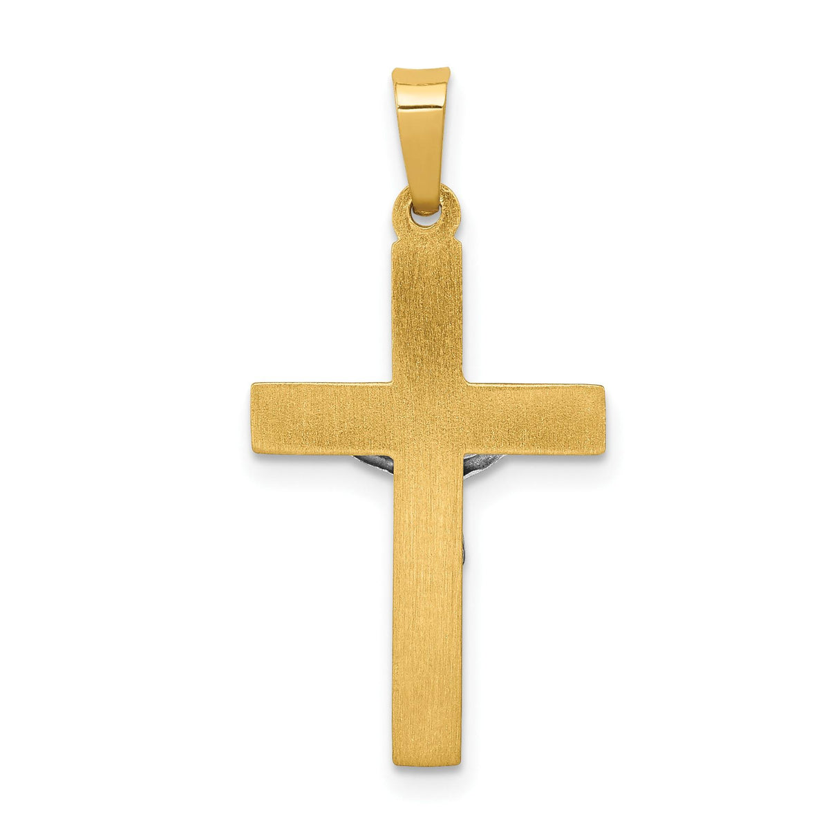 14k Multi-Tone Gold Crucifix Pendant, INRI Latin Cross Religious Charm for Men and Women