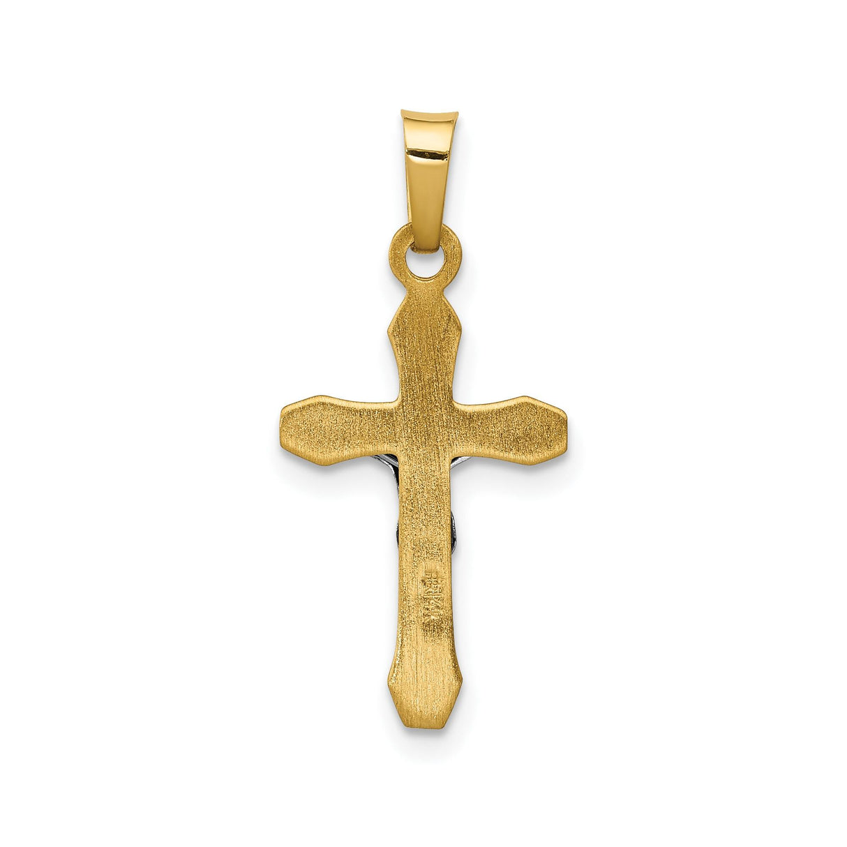 14k Multi-Tone Gold Crucifix Cross Pendant with INRI and Textured Jesus Design