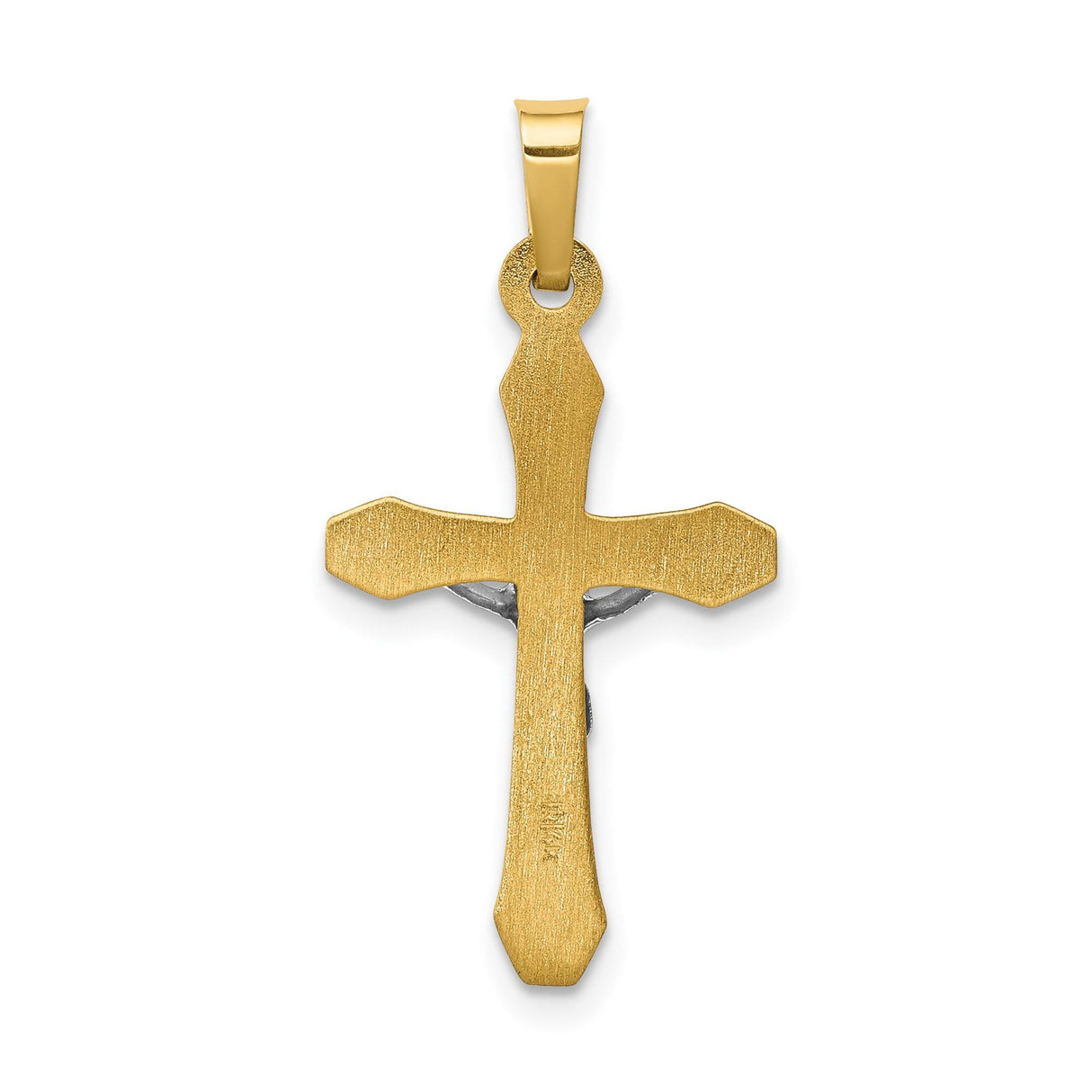 14k Two-Tone Gold Crucifix Pendant, INRI Cross with Jesus Design, Religious Charm for Men and Women