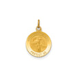 14k Yellow Gold Guardian Angel Medal Pendant with Religious Engraving for Protection and Faith