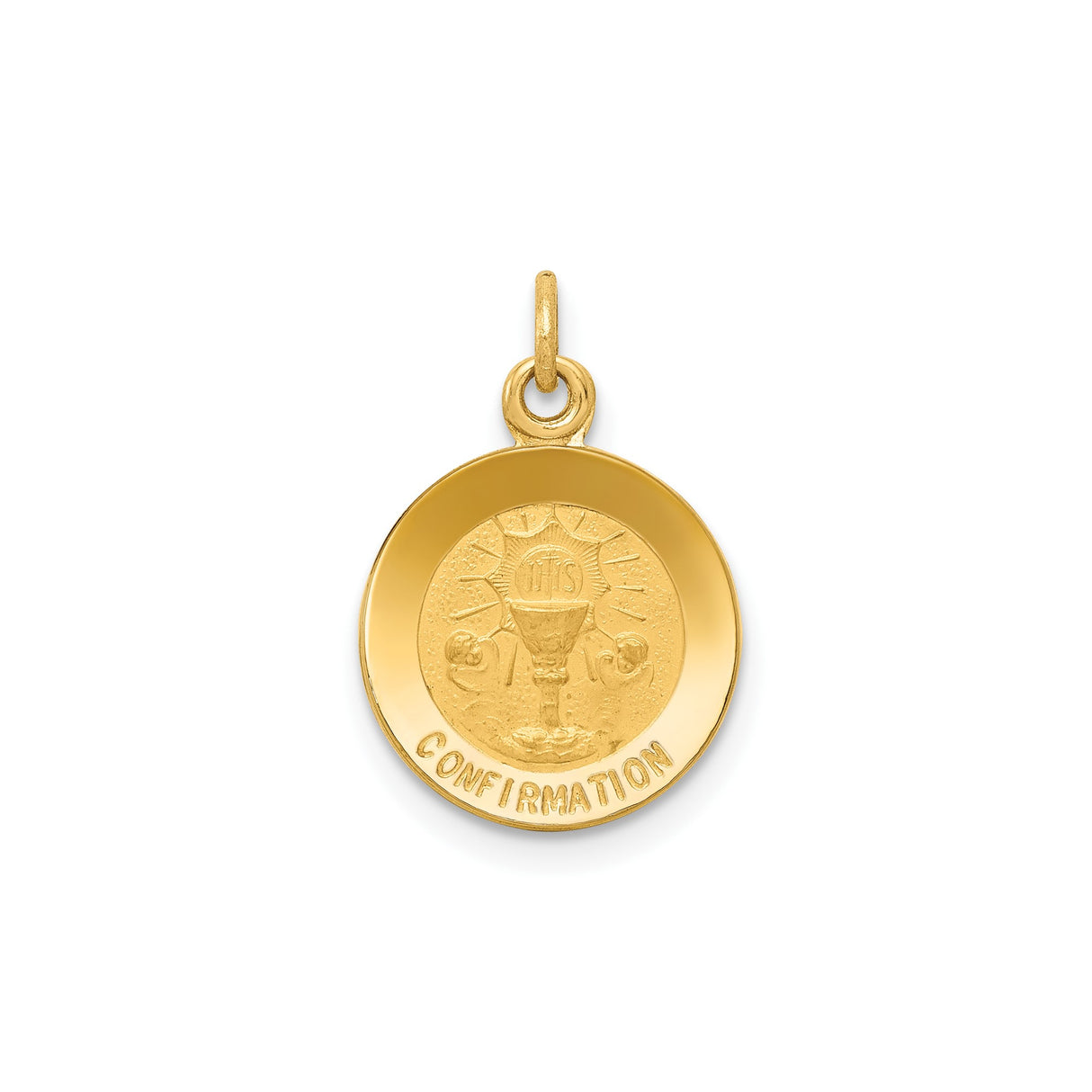 14k Yellow Gold Confirmation Pendant with Chalice Rays and IHS Symbol