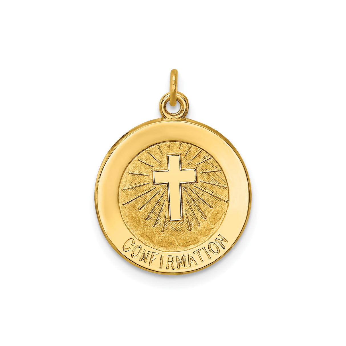 14k Yellow Gold Confirmation Pendant with Raised Cross and Details