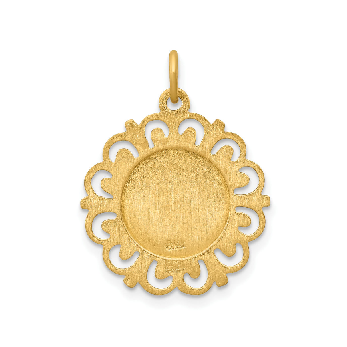 14k Yellow Gold First Holy Communion Medal Pendant with Christian Religious Image for Women and Girls