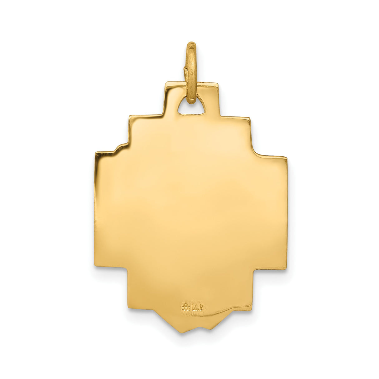 14k Yellow Gold Jesus Head Cross Pendant with Crown of Thorns and Textured Backdrop