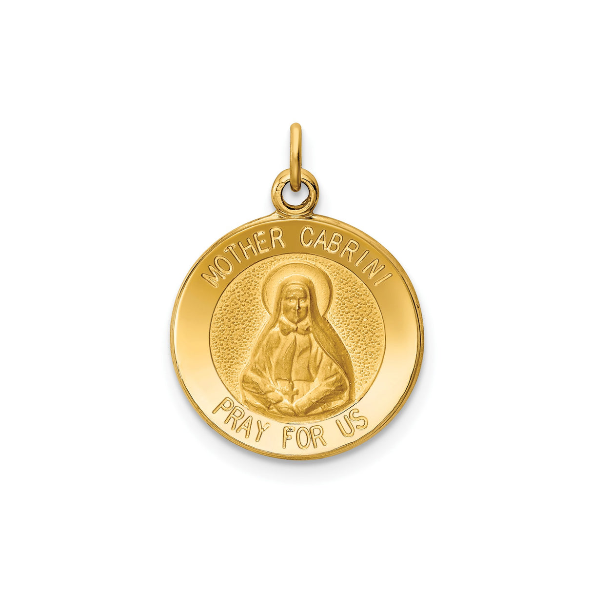 14k Yellow Gold Mother Cabrini Pendant, Catholic Saint Medallion, Religious Charm for Women