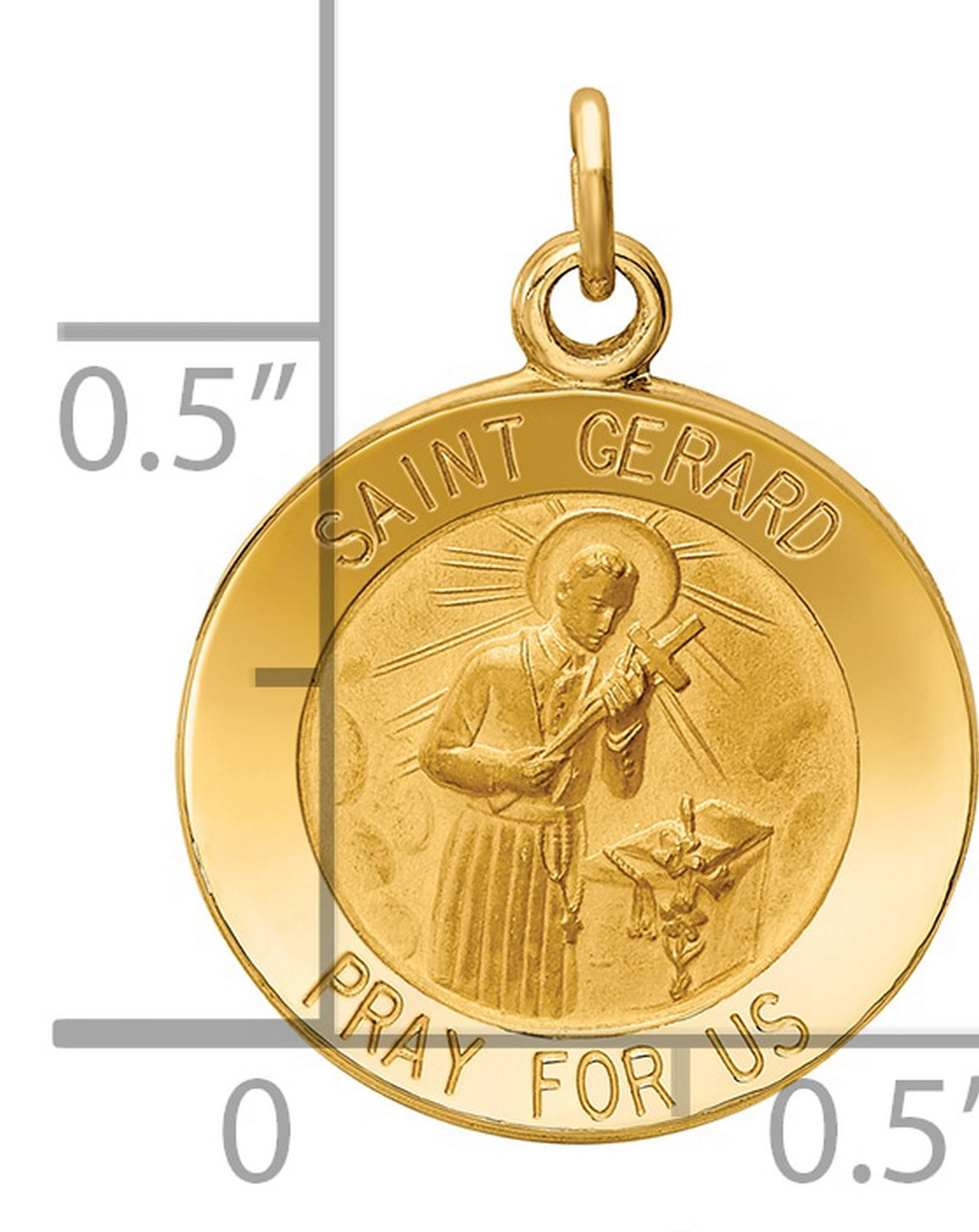 14k Yellow Gold Saint Gerard Medal Pendant, Catholic Religious Charm for Women or Unisex Wear