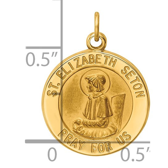 14k Yellow Gold Saint Elizabeth Seton Medal Pendant, Catholic Religious Charm for Women or Unisex Wearers
