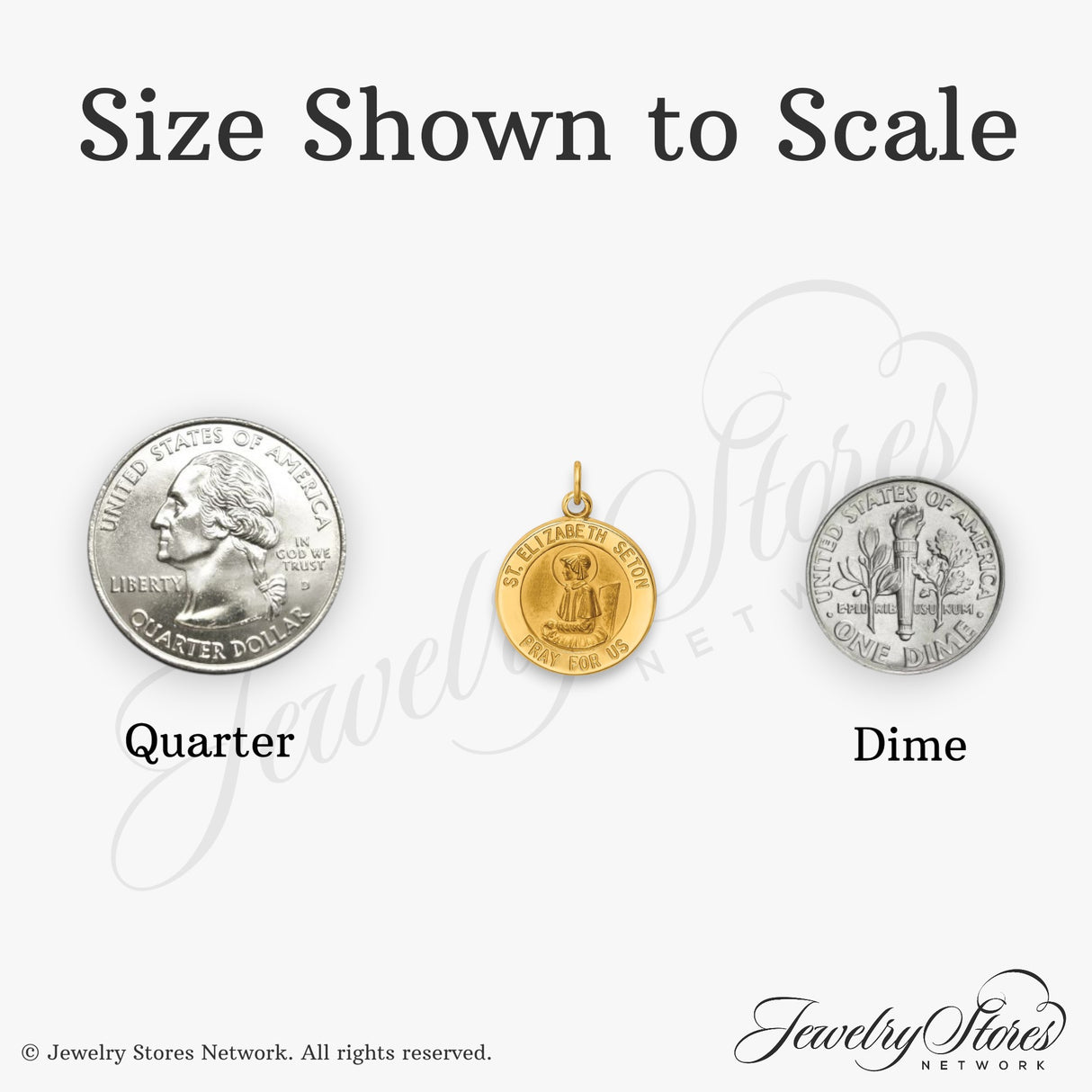 14k Yellow Gold Saint Elizabeth Seton Medal Pendant, Catholic Religious Charm for Women or Unisex Wearers