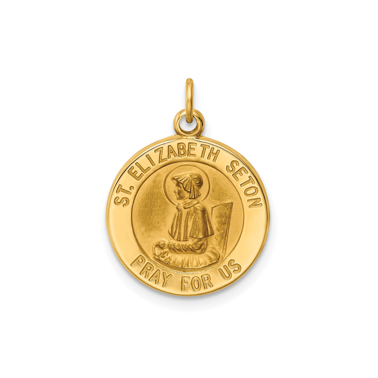14k Yellow Gold Saint Elizabeth Seton Medal Pendant, Catholic Religious Charm for Women or Unisex Wearers