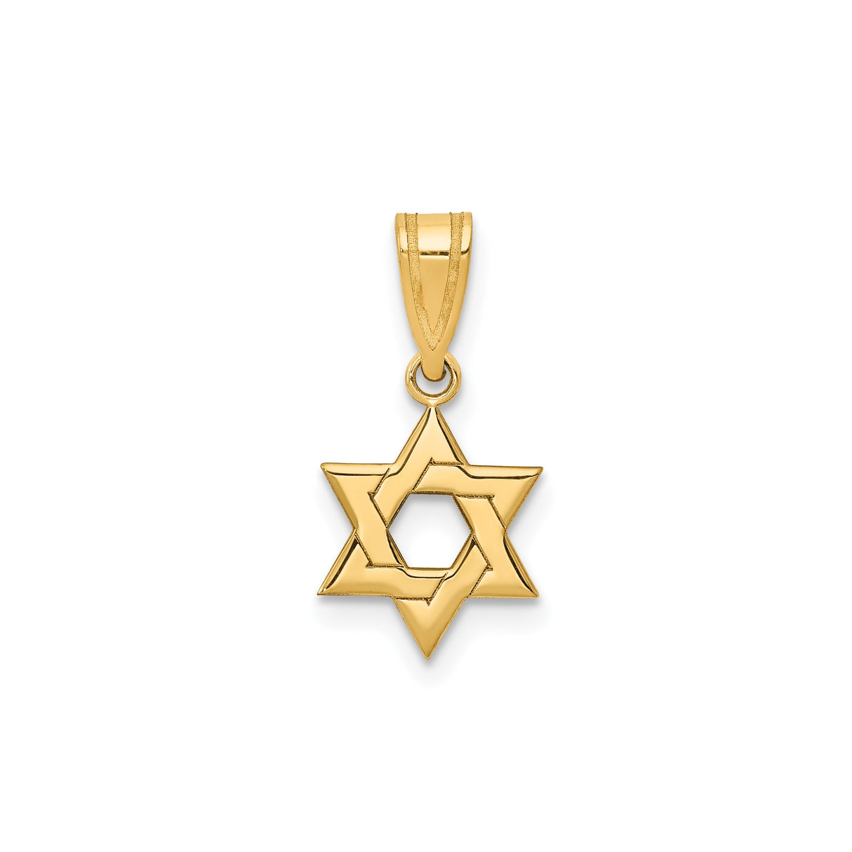14k Yellow Gold Star of David Pendant, Polished Interlocking Jewish Symbol, Unisex Charm