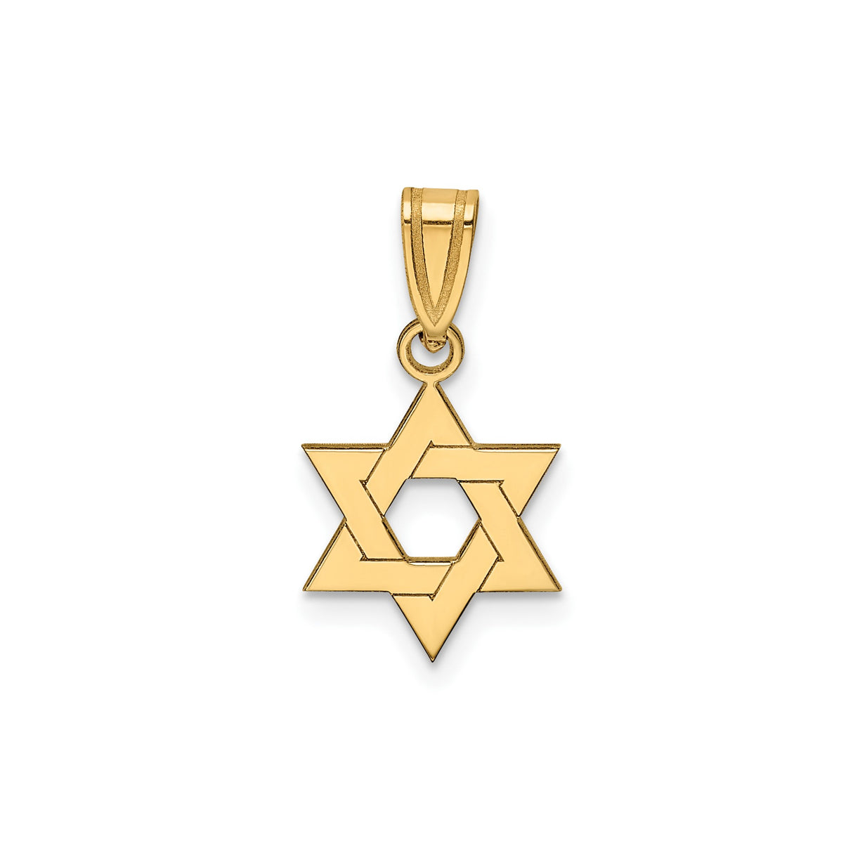 14k Yellow Gold Star of David Pendant with Interlocking Design, Unisex Jewish Symbol
